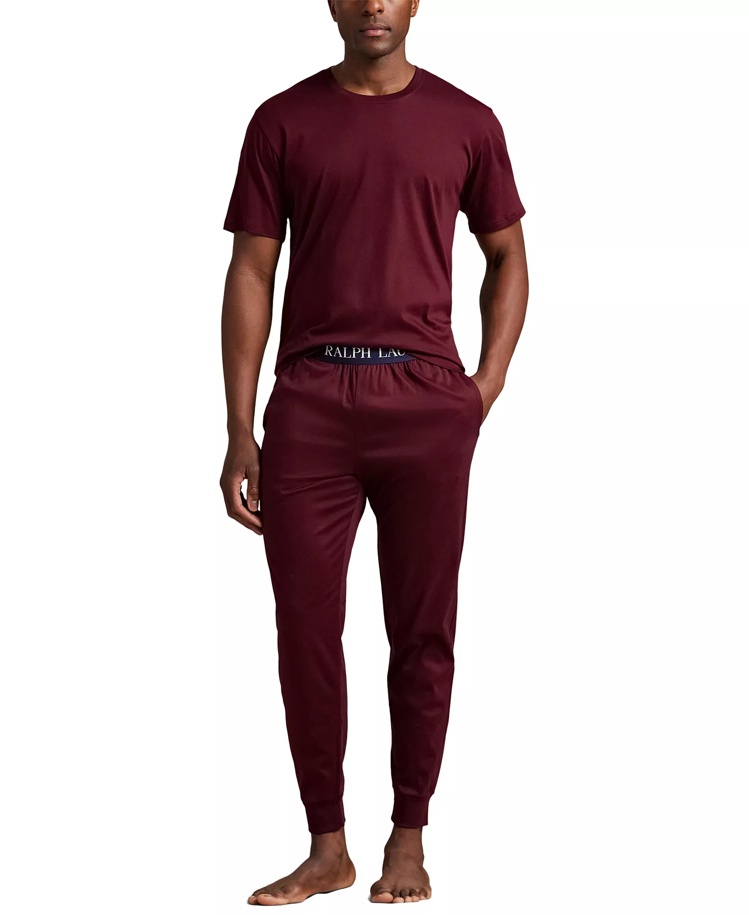 Men's Elastic Waist Pajama Jogger Pants - Classic Wine - L