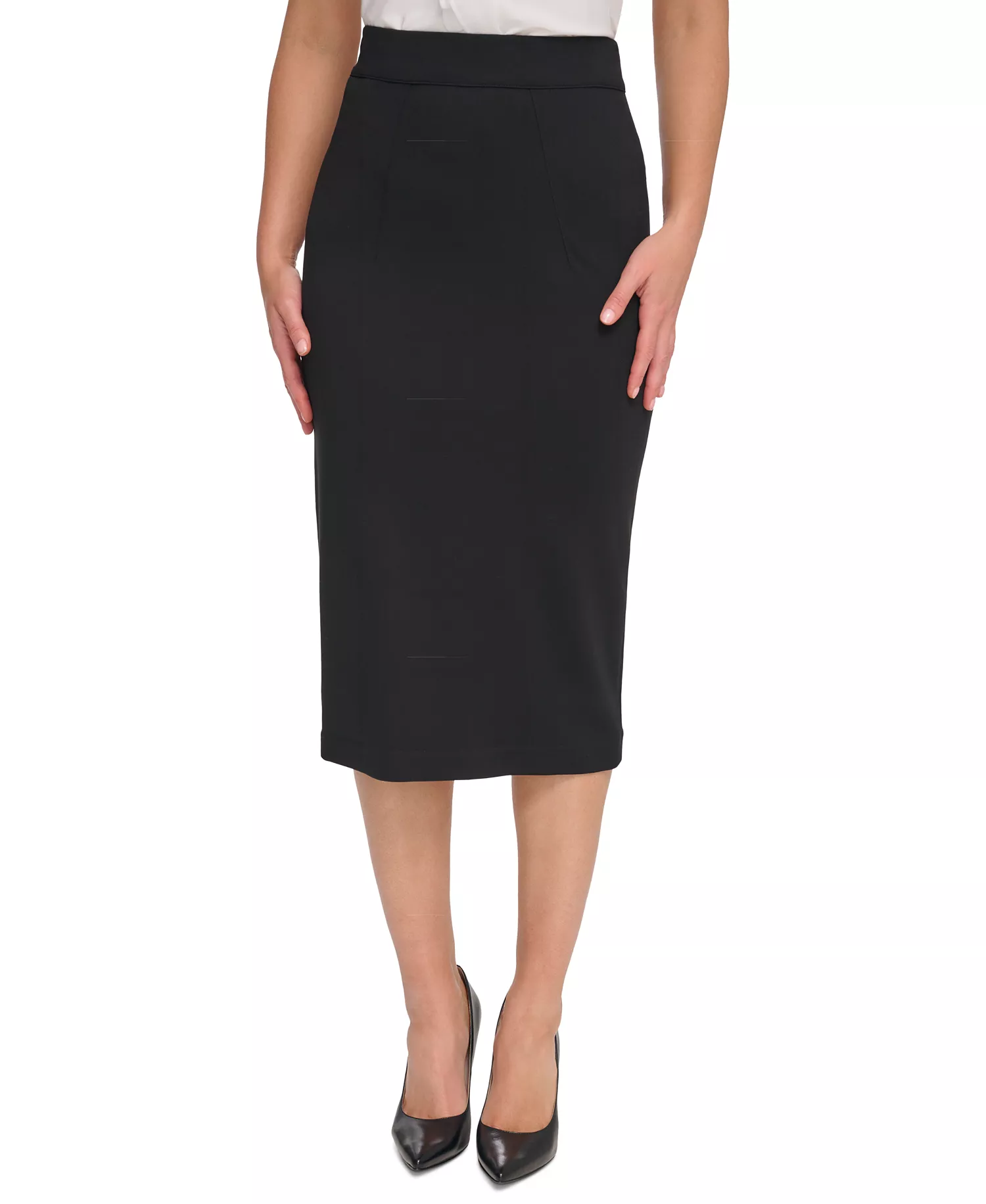 Women's Ponte Pencil Midi Skirt - Black - 0