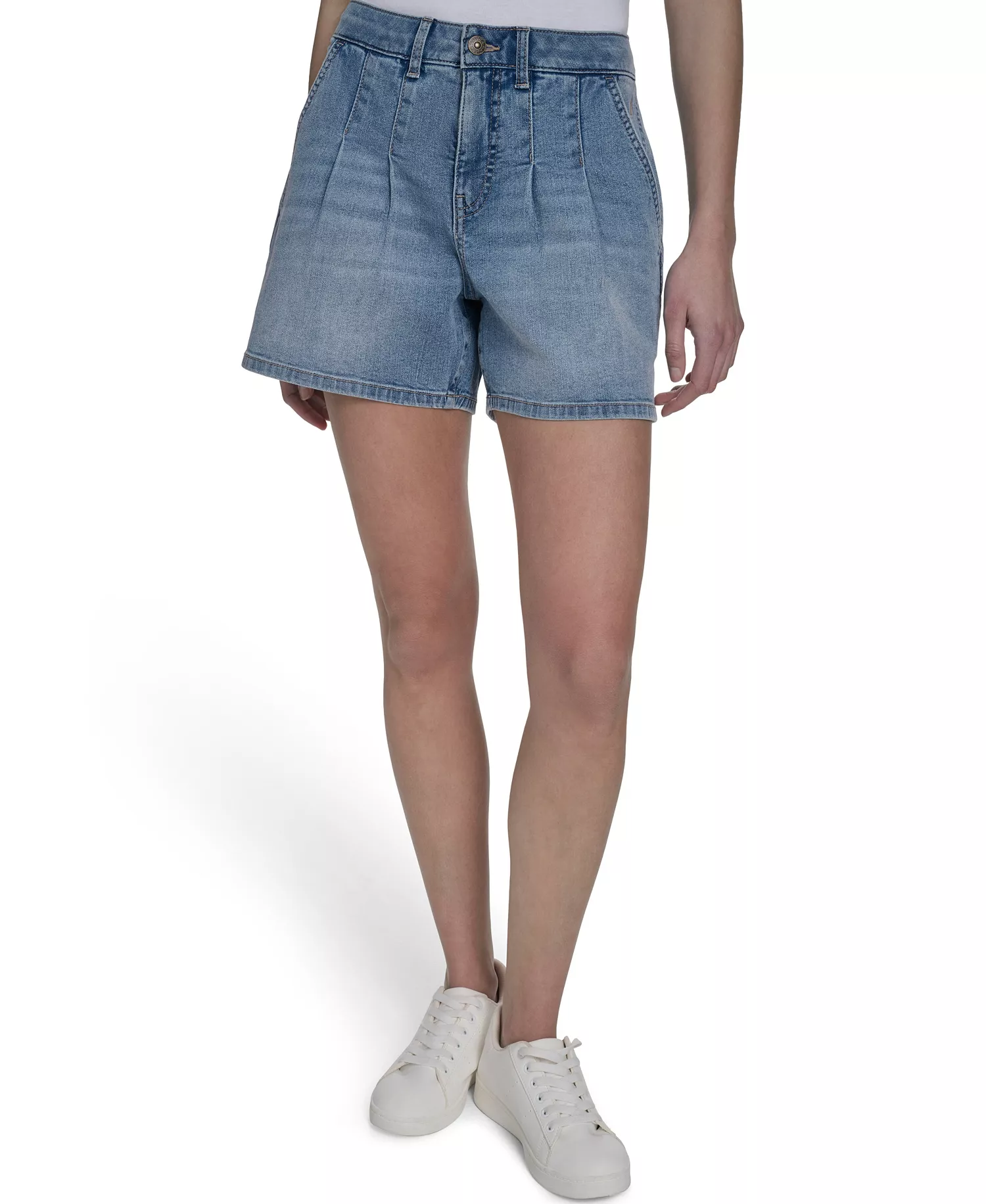 Women's Pleated Denim Shorts - Lola Wash - 10