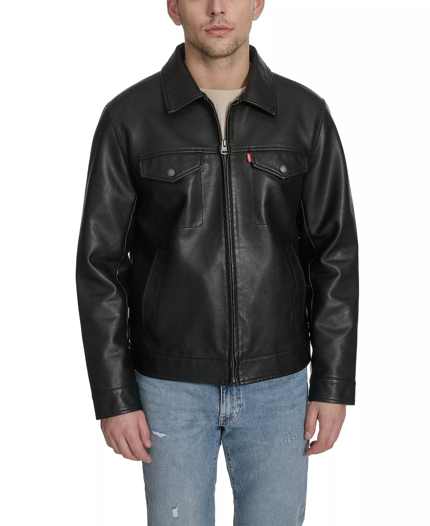 Men's Classic-Fit Trucker Jacket - Black - 2XL