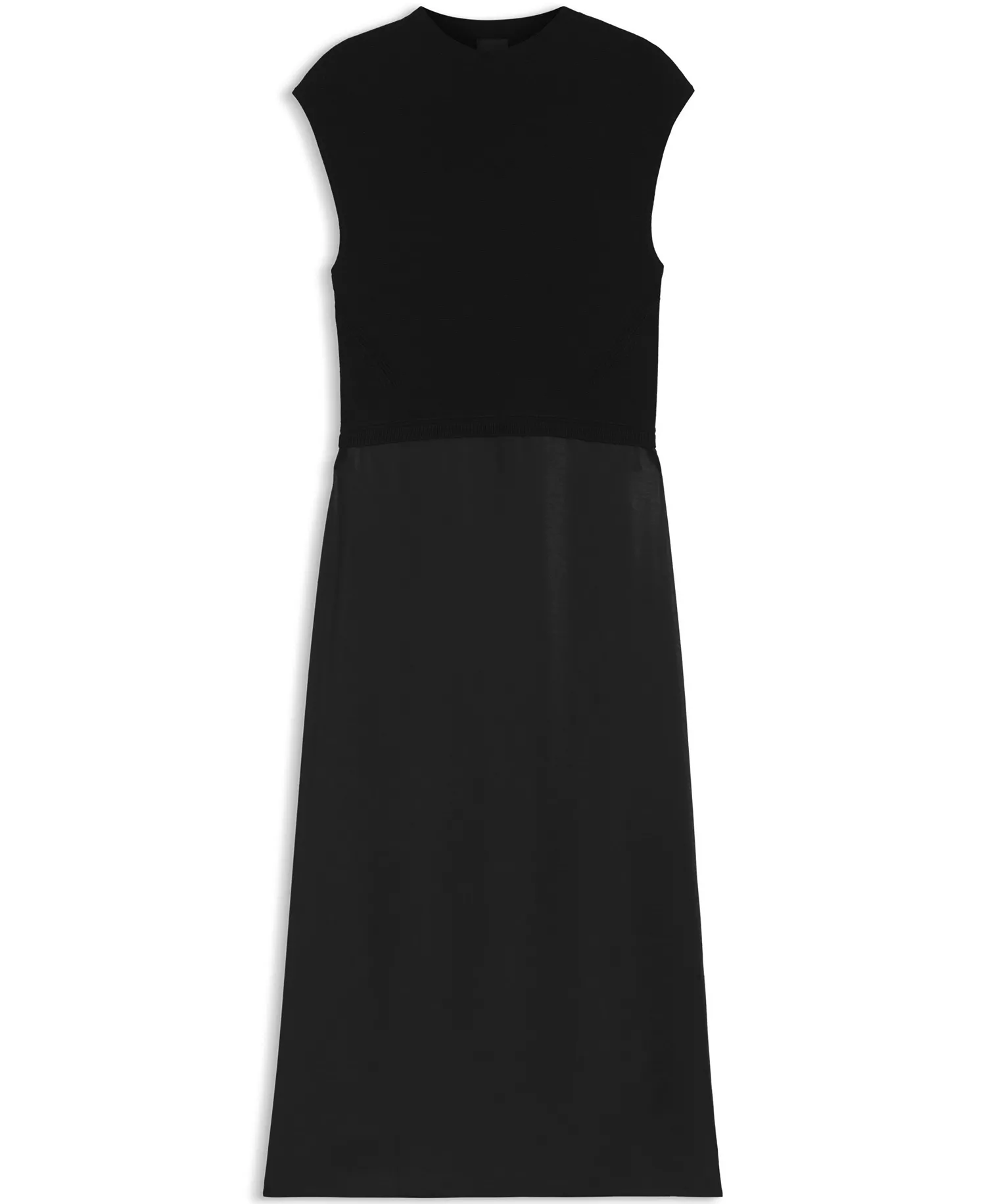 Women's Knitted Satin Dress - Black - L