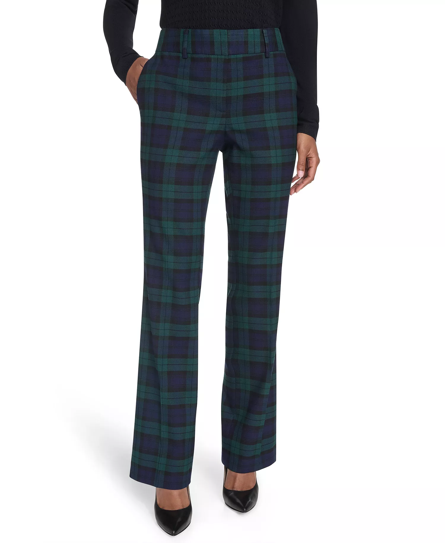 Women's Watch Plaid Bootcut Trousers - Navy Multi - 2
