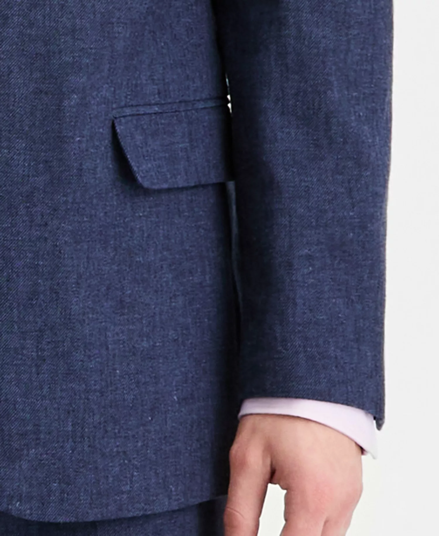 Men's Modern-Fit Cotton & Linen Nested Suit  - Blue Solid - 36R