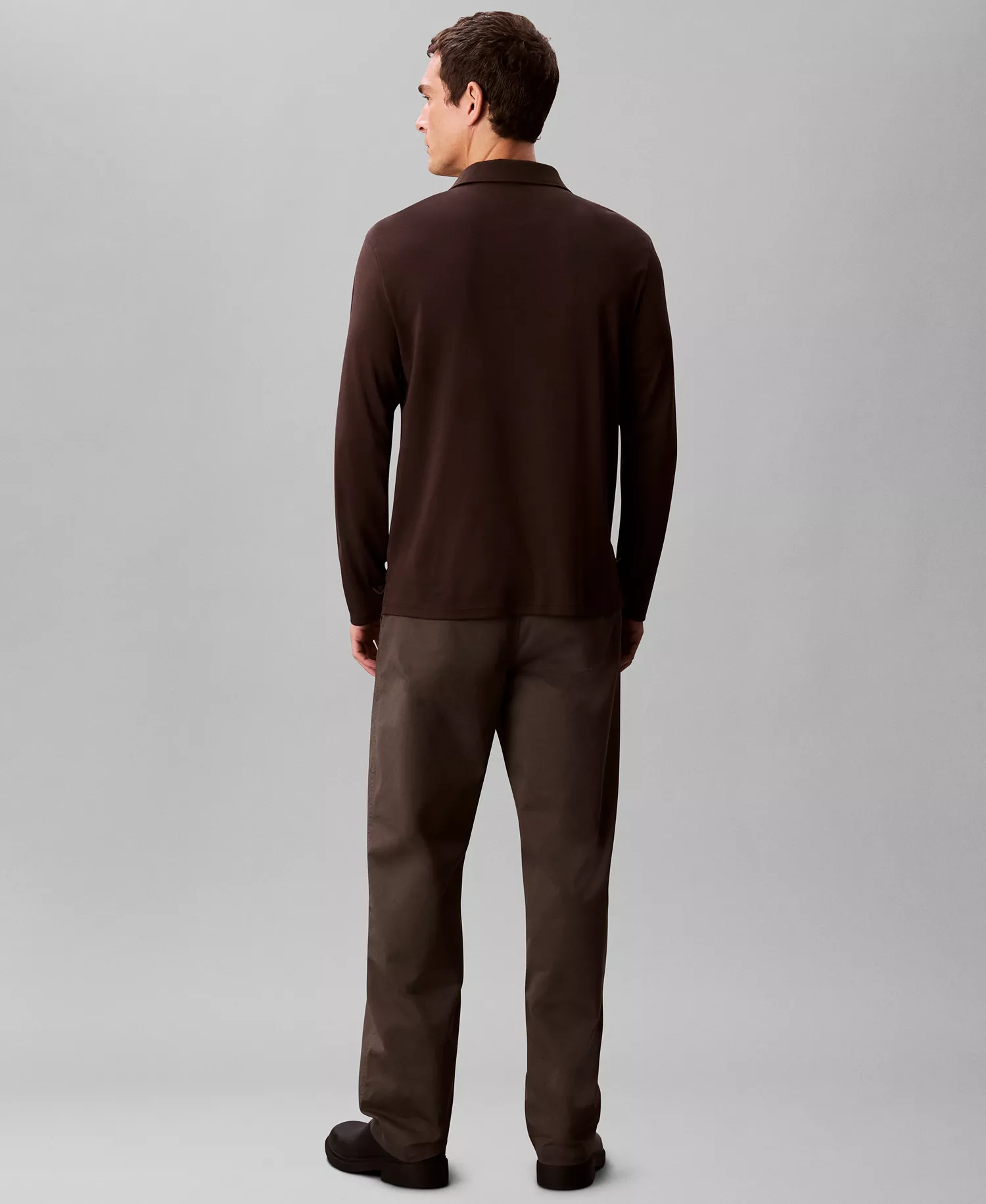 Supima Cotton Long Sleeve Polo Shirt - Chocolate Torte - 2XL