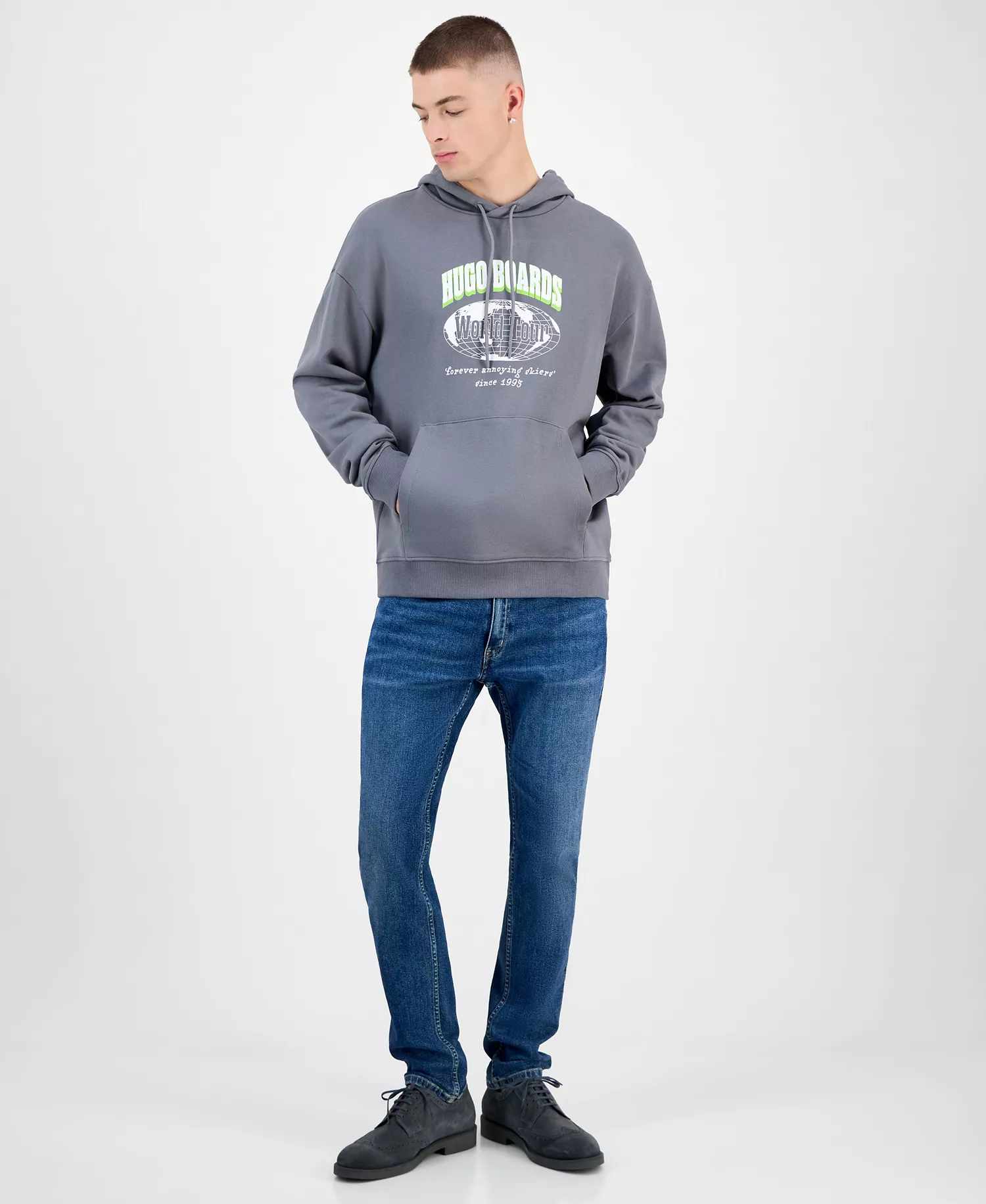 Noldetux Long Sleeve Graphic Hoodie - medium gray - 2XL