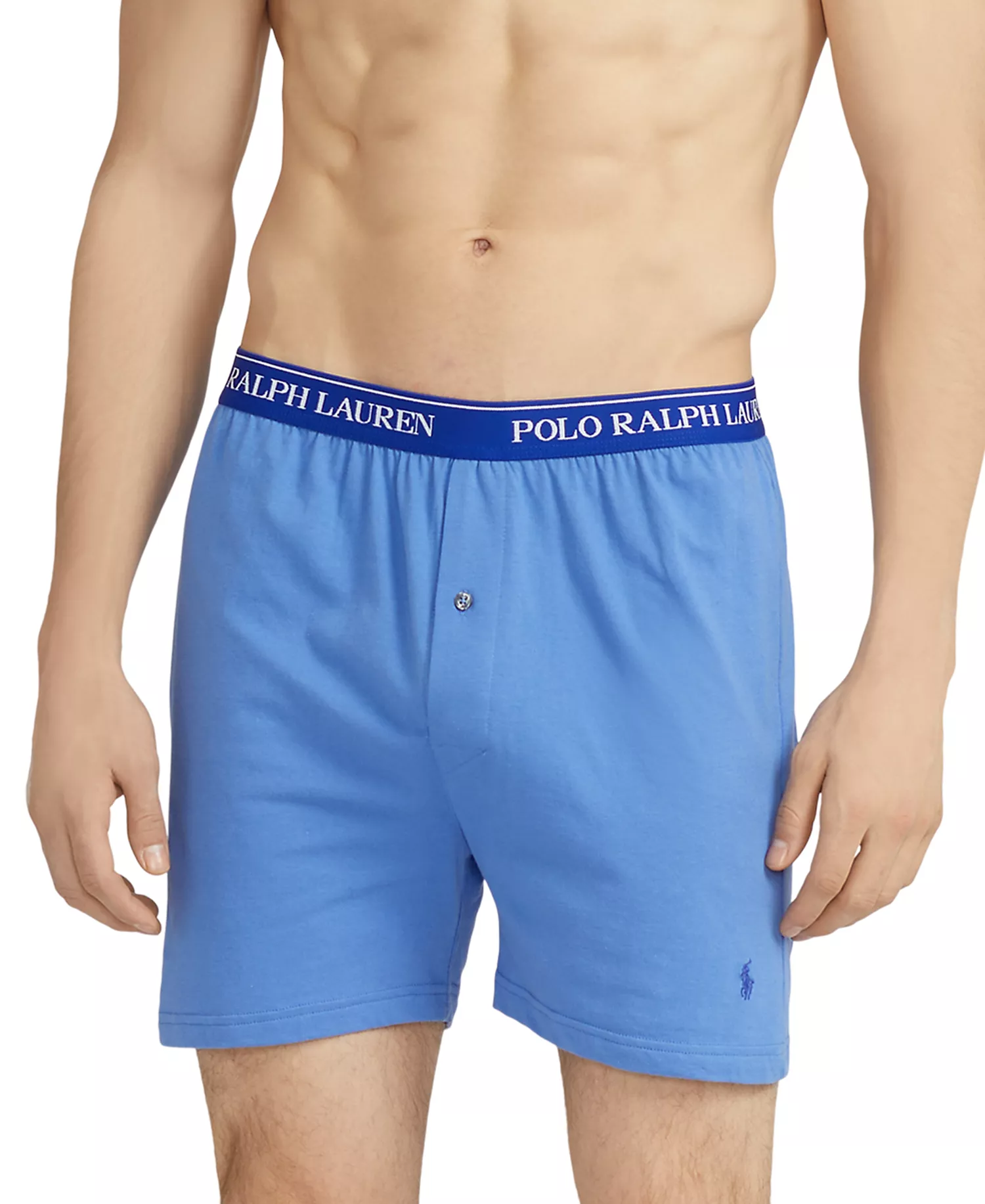 Men's 5-Pack Classic-Fit Cotton Knit Boxers  - Blue - L