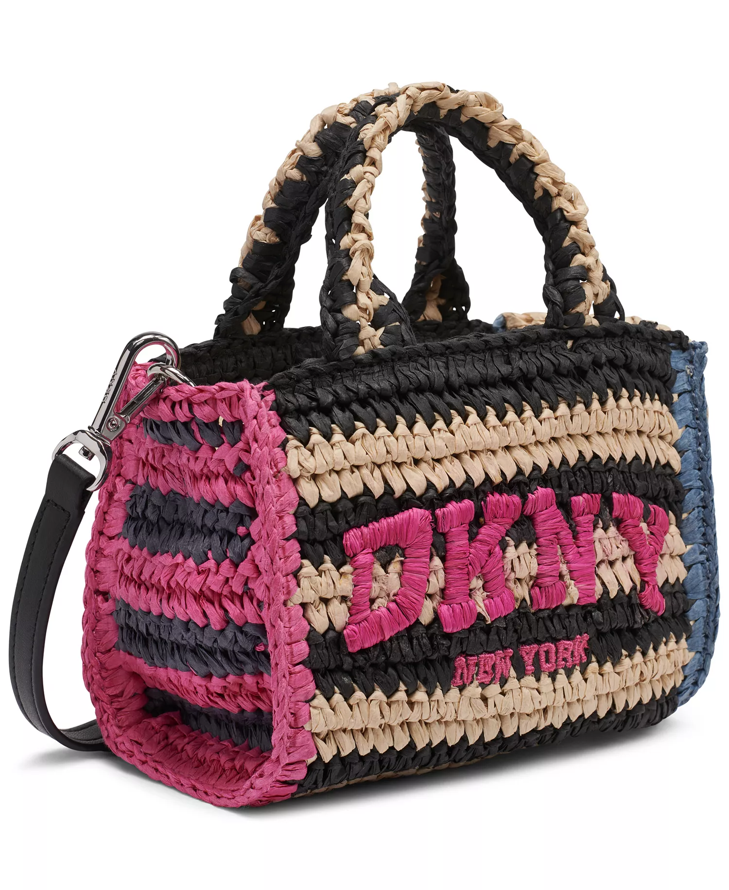Hadlee Mini Woven Crossbody Bag - Hot Pink Combo - No Size