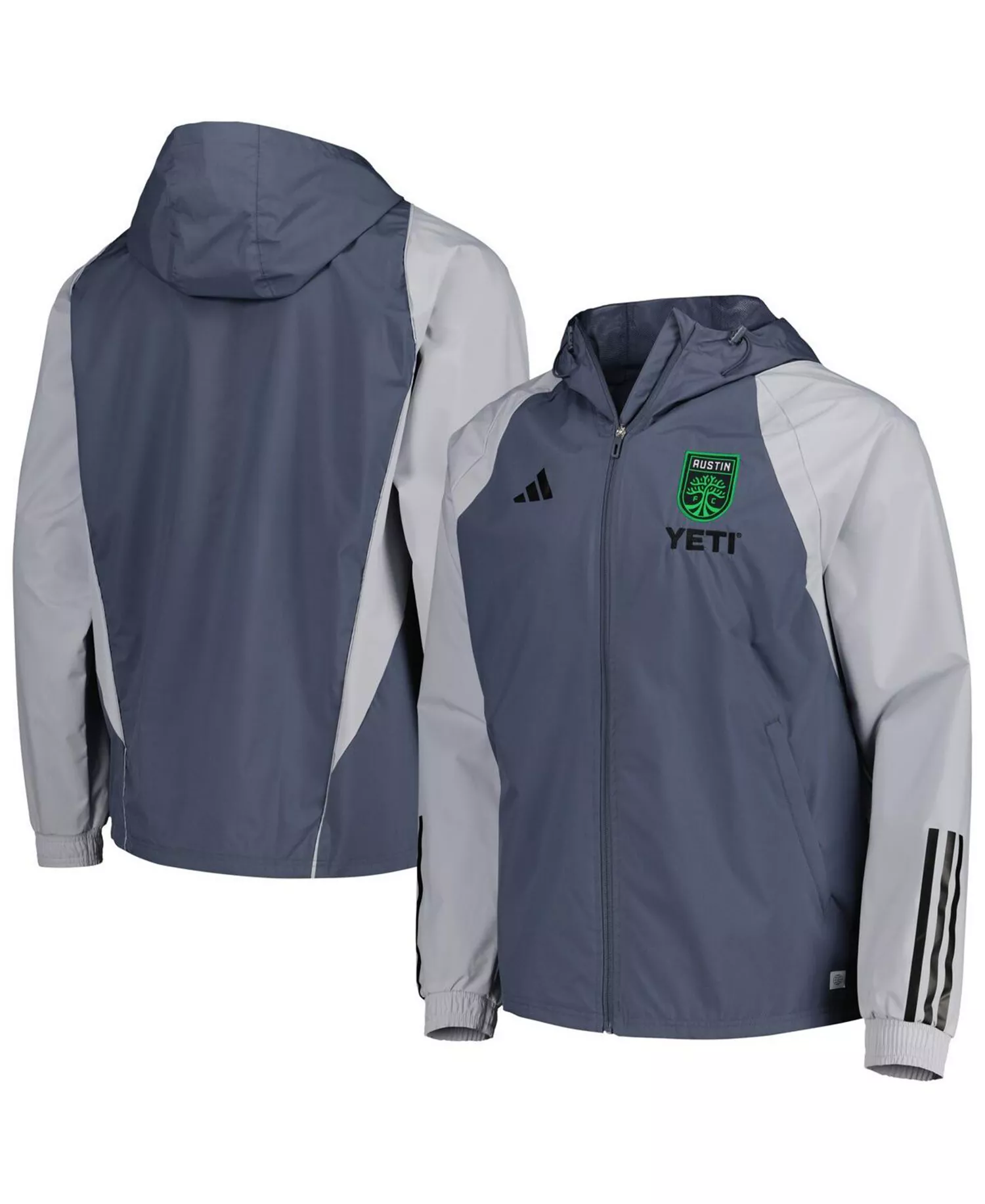 Men's Charcoal Austin FC All-Weather Raglan Hoodie Full-Zip Jacket - Charcoal - L