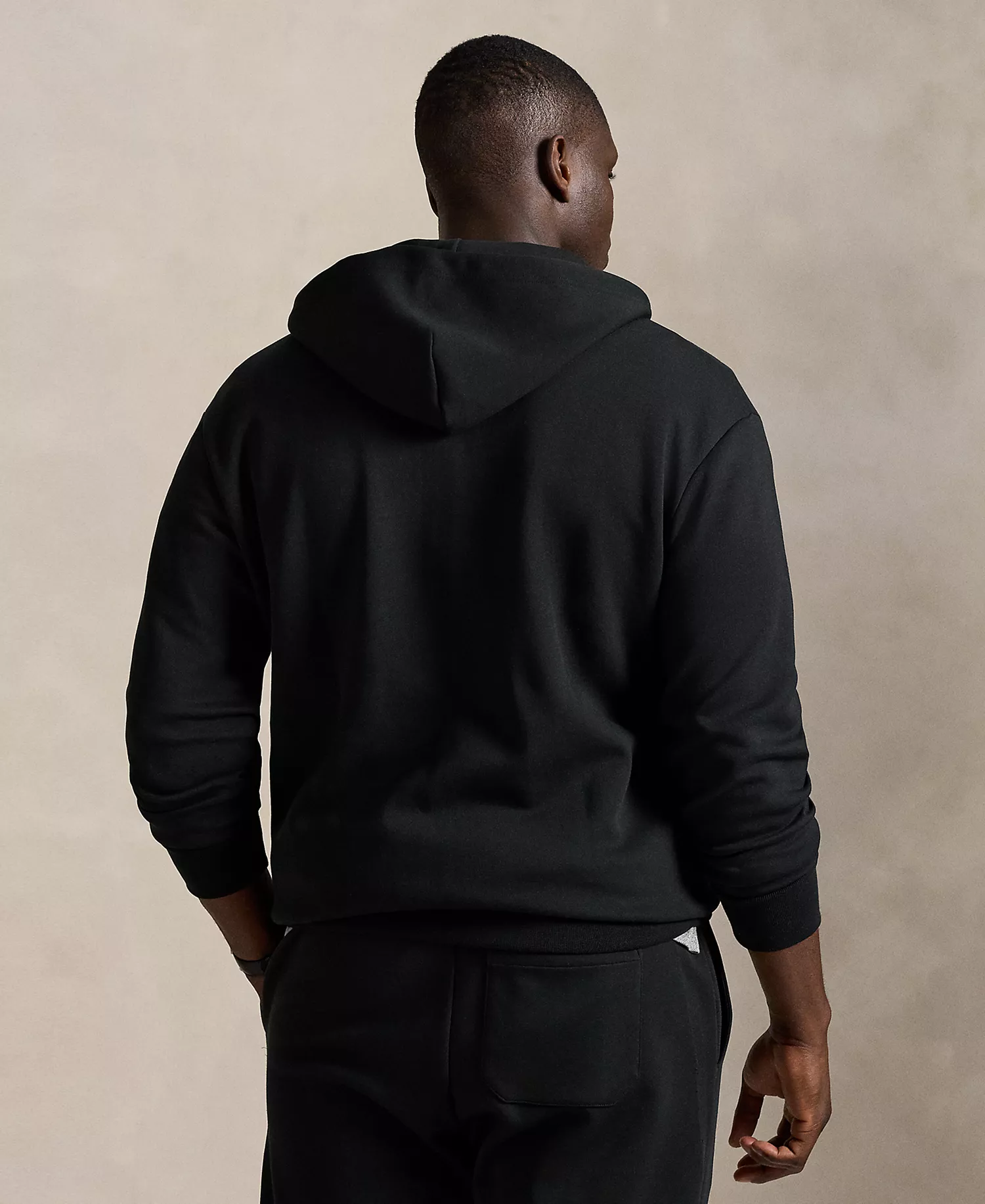 Men's Big & Tall Double-Knit Full-Zip Hoodie - Black - 2LT