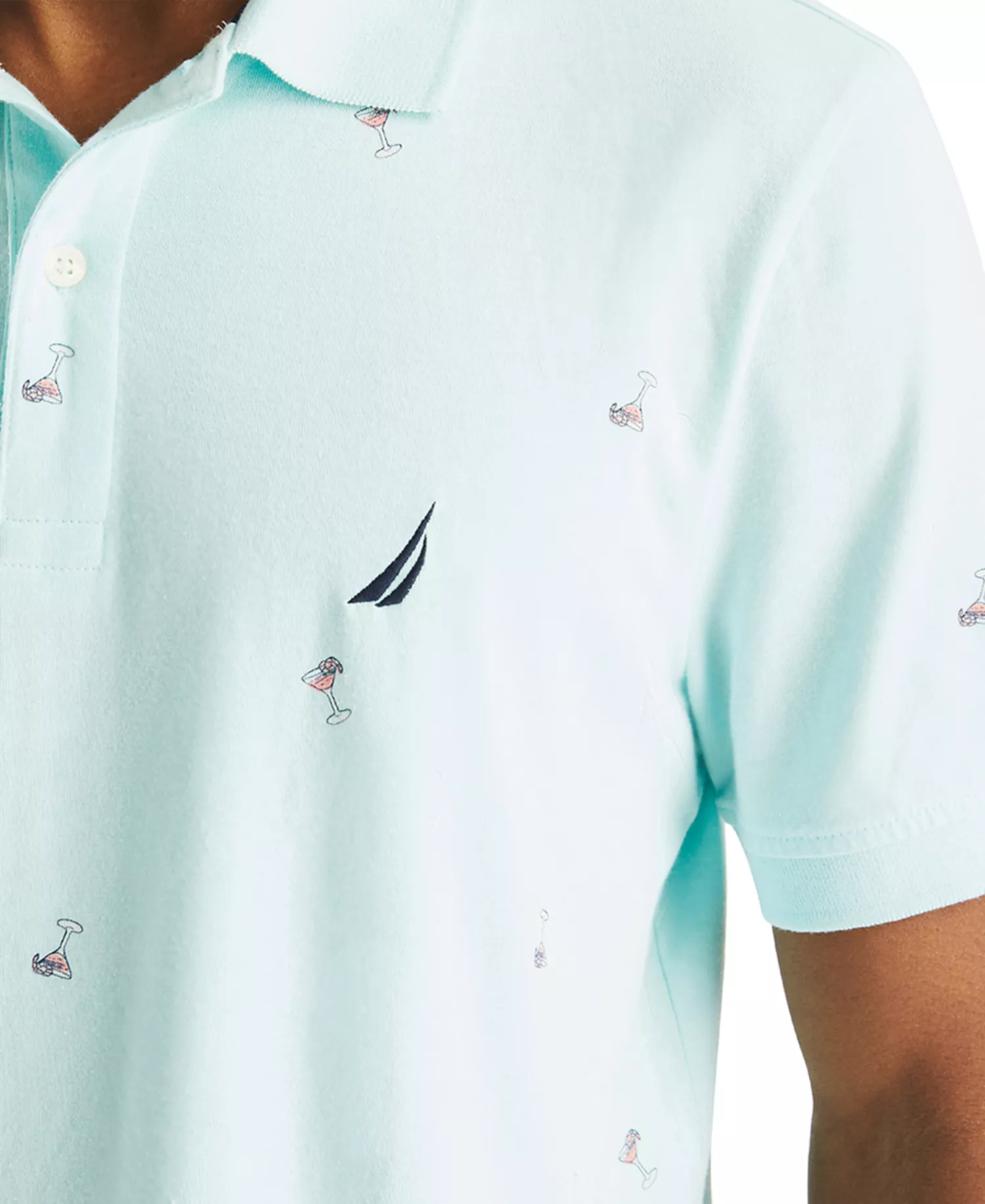 Men's Classic-Fit Novelty Cocktail Print Polo Shirt - Seawater Blue - 2XL