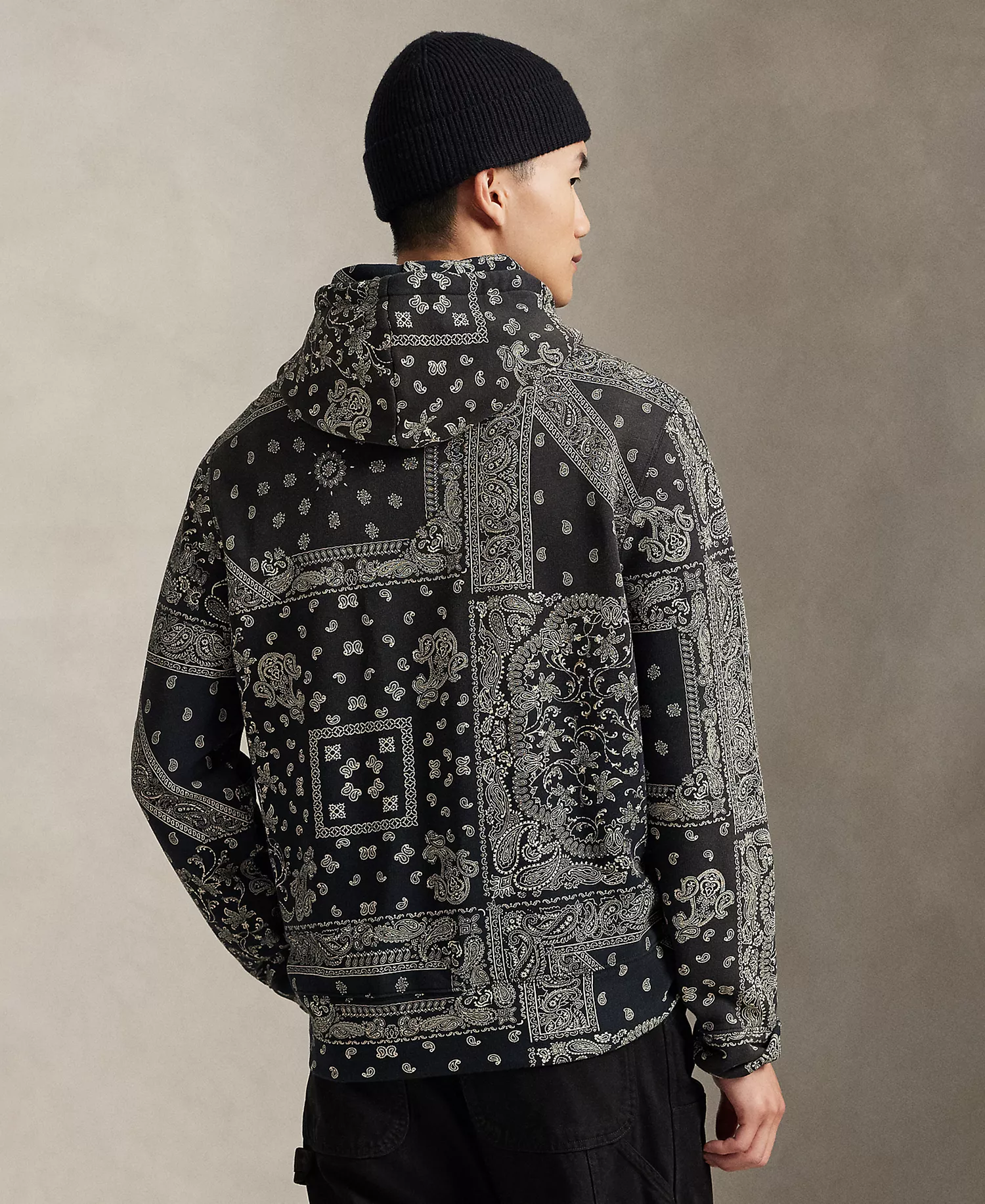 Men's Bandanna Print Hoodie - Black - S