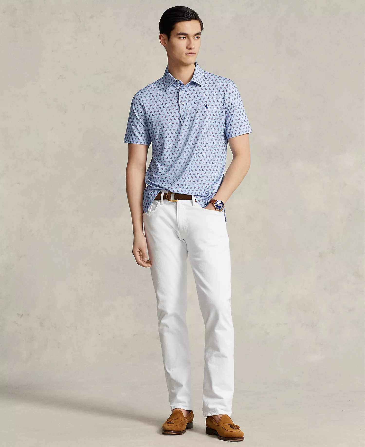 Men's Classic-Fit Performance Jersey Polo Shirt - Elite Blue Gansett Foulard - 2XL