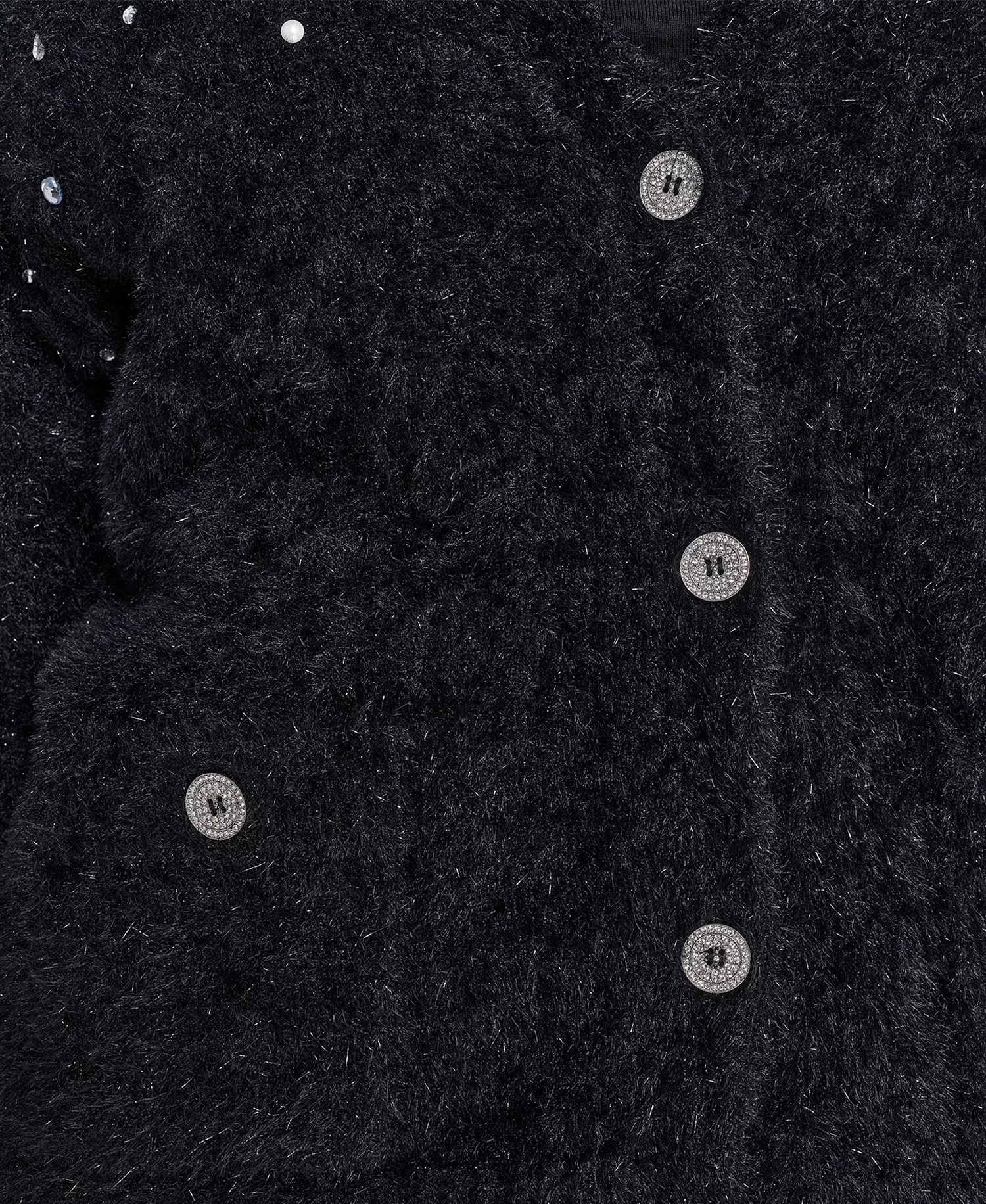 Women’s V-Neck Cardigan with Signature Button Closure - Black - L