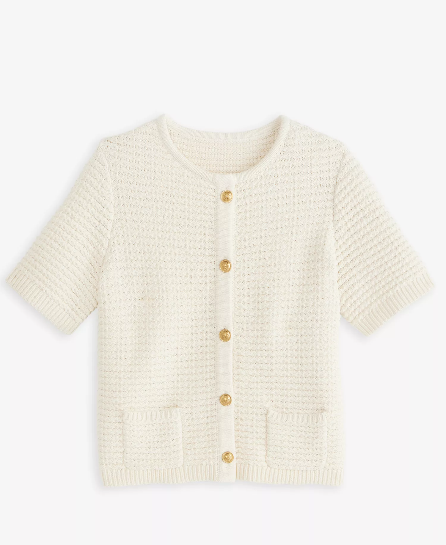 Petite Short-Sleeve Cardigan, Macy's Exclusive - Vintage Cream - P/L