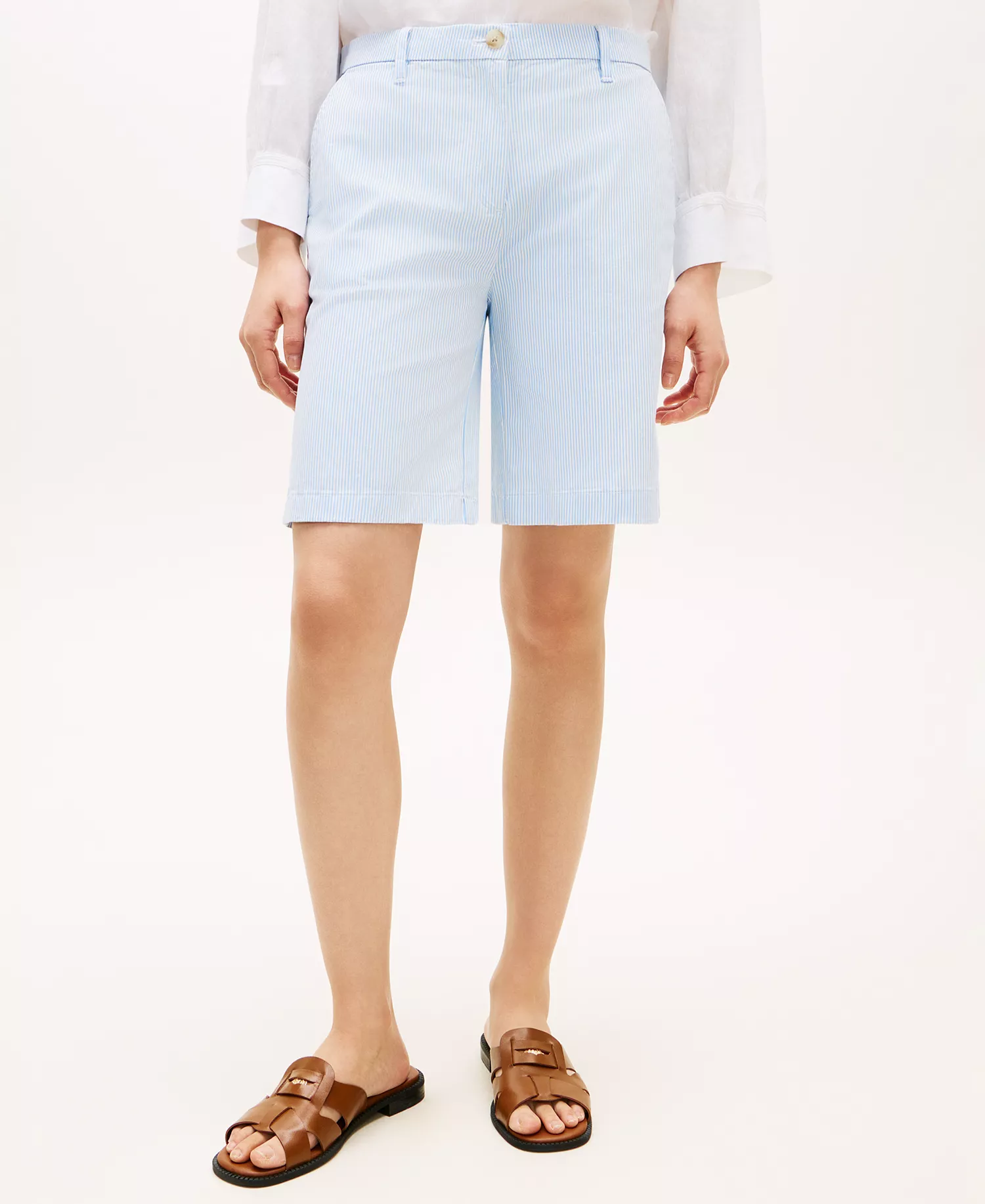 Women's Slim Straight Printed Shorts - Blue - 10