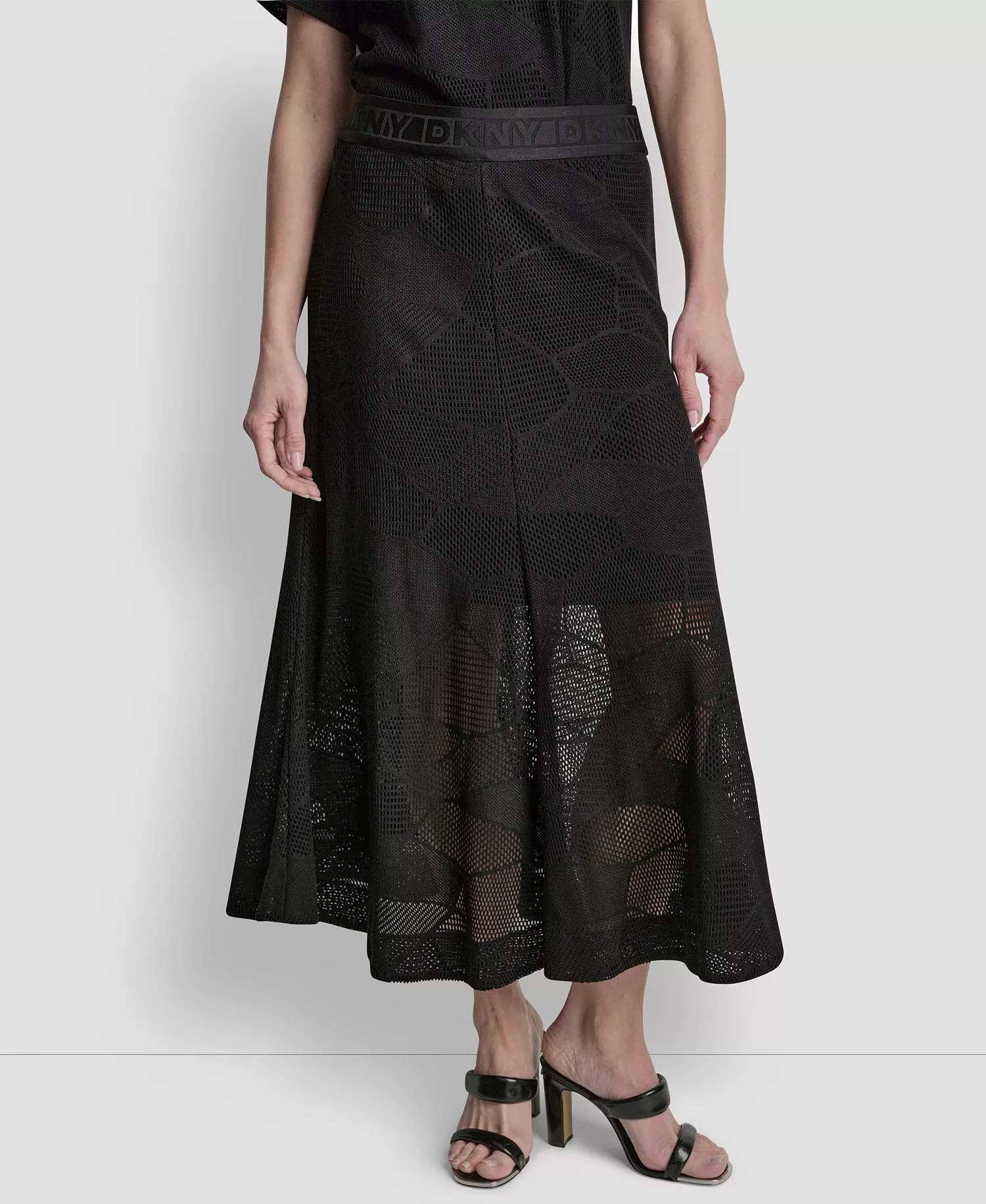 Women's Croton Lace Top and Croton Lace Skirt - Black - L