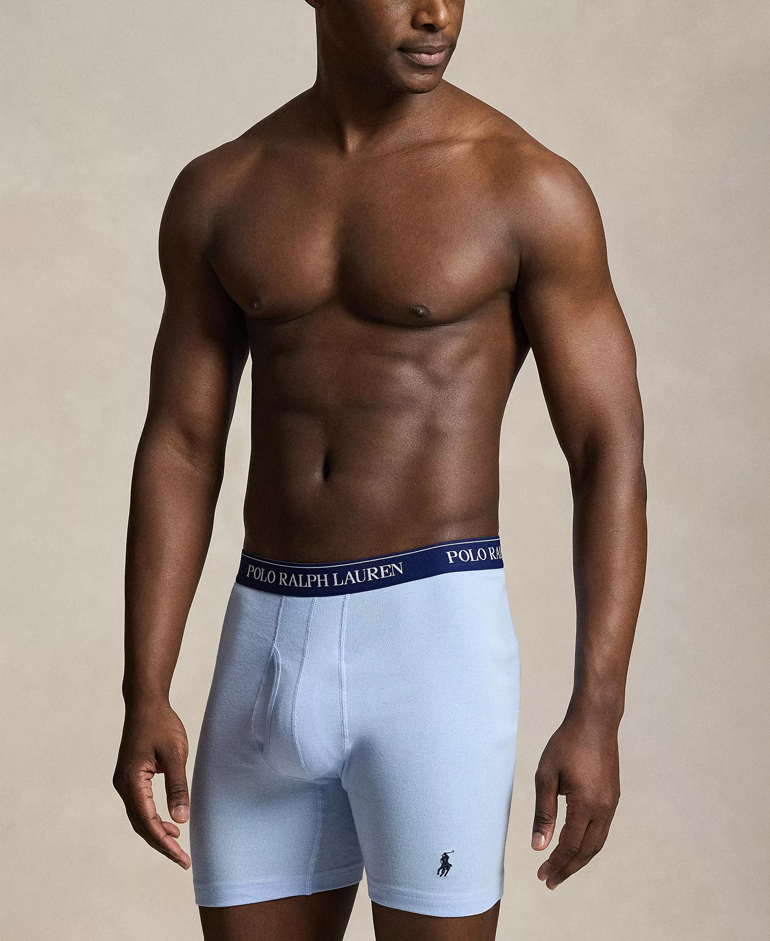 Men's Classic Cotton Knit Boxer Briefs , 3-Pack Set - Cruise Navy/Polo Palms Print/Office Blue - L