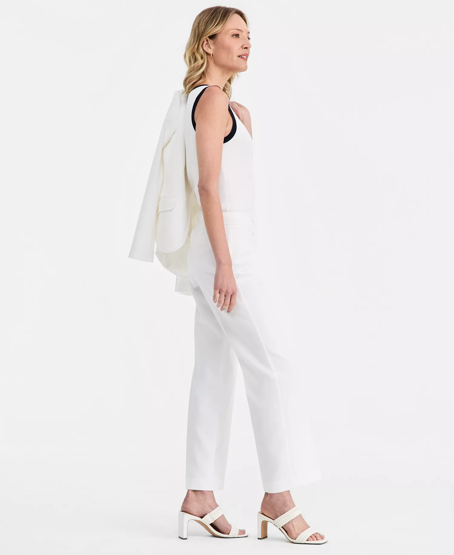 Petite Stretch Mid-Rise Flare Pants - Ivory - 10P
