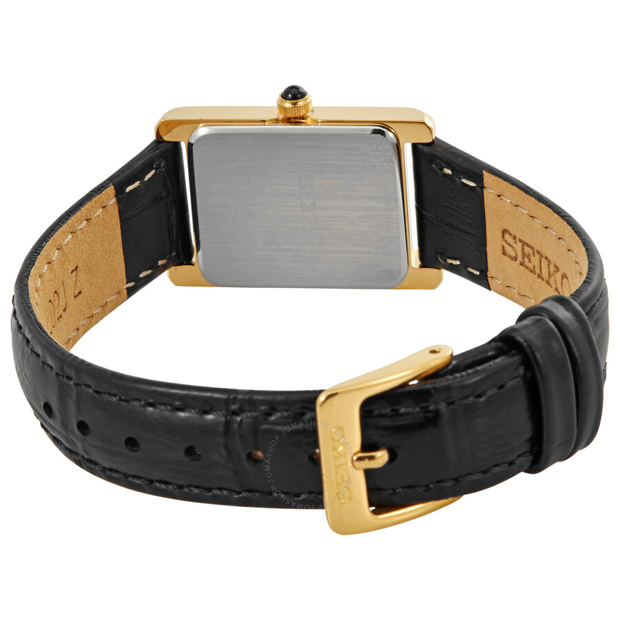 Seiko Quartz White Dial Black Leather Ladies Watch
