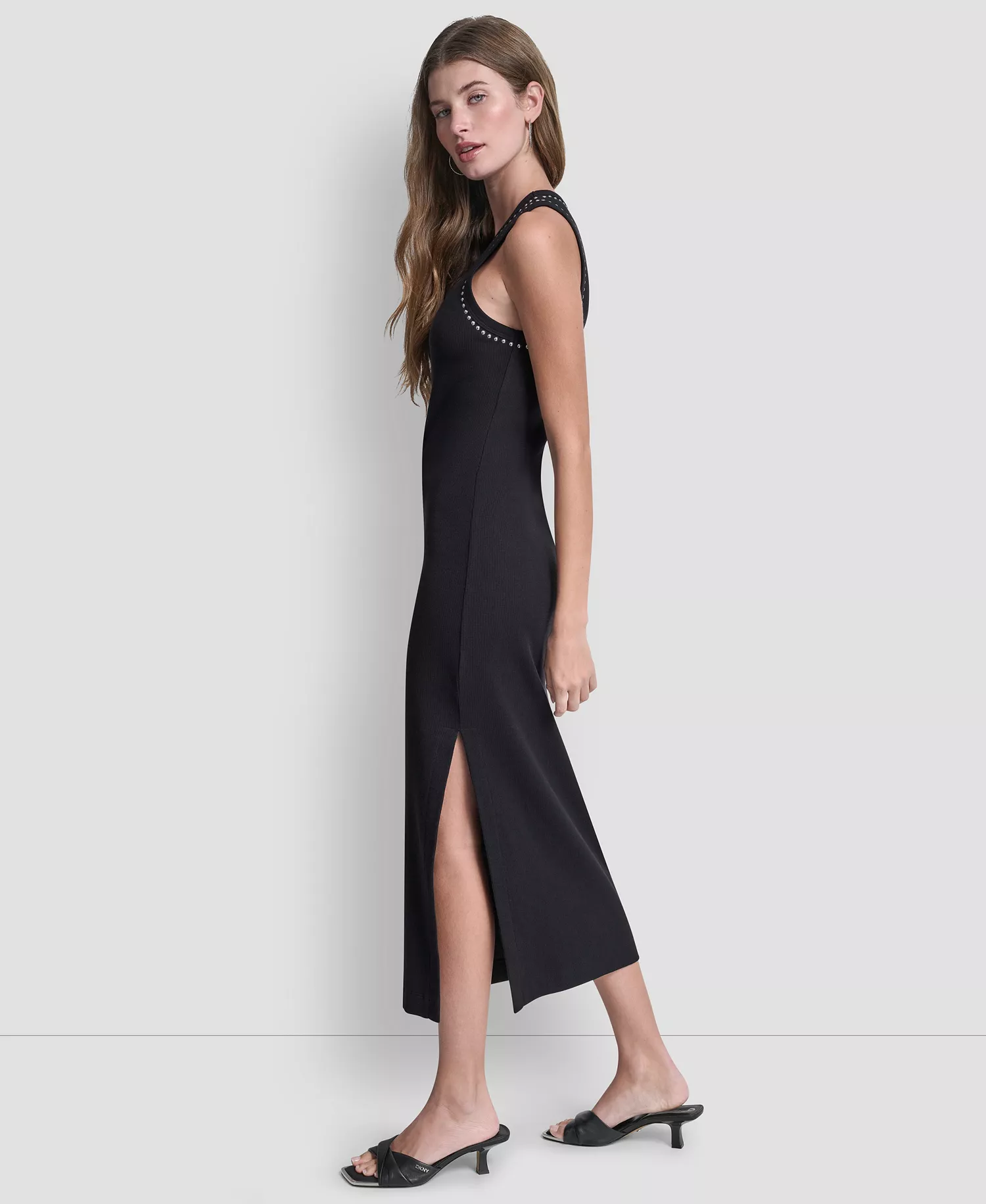 Women's Domestud Tank Crew Neck Pencil Midi Dress - Black - L