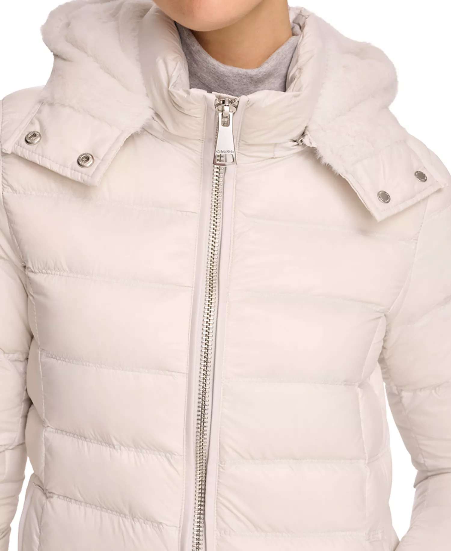 Women's Shine Hooded Down Puffer Jacket - Dove Grey - L