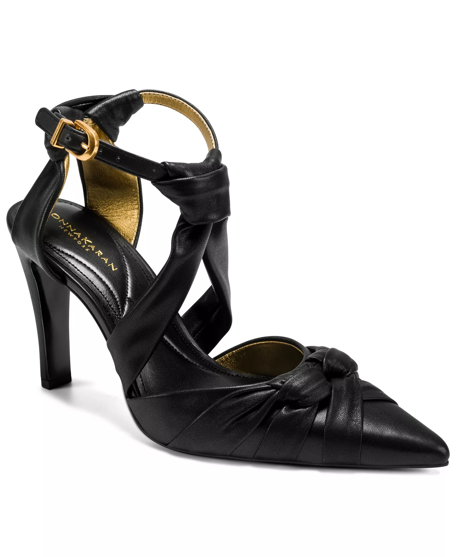 Women's Phia Strappy Pumps - Black Leather - 10M