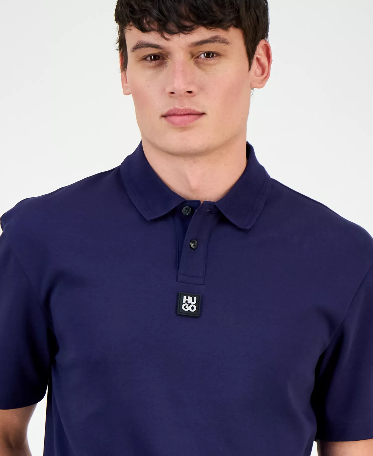 Men's Deabono Short-Sleeve Button-Placket Polo Shirt - Navy - 2XL