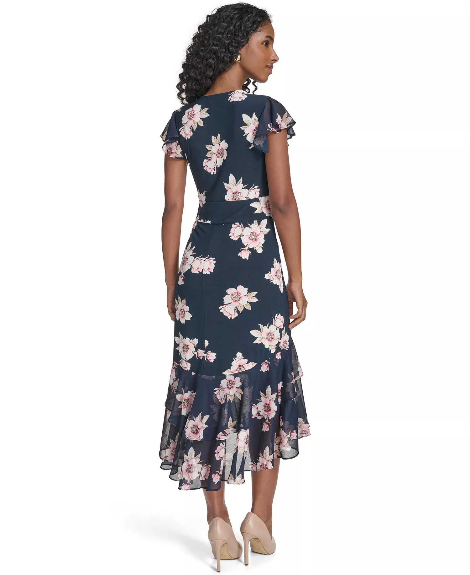 Women's Chiffon Combo Midi Dress - Sky Captain Multi - 10