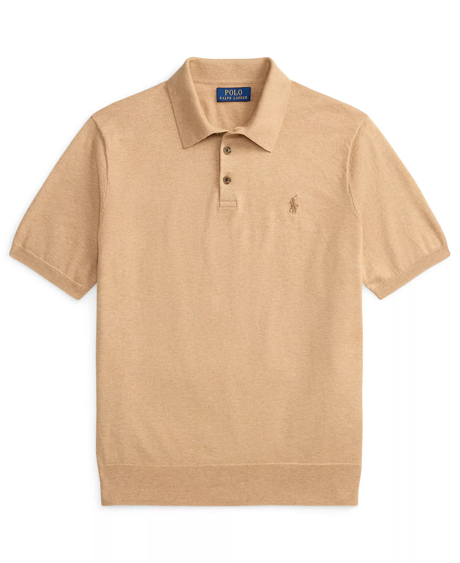Men's Polo-Collar Sweater - Camel Melange - 2XL