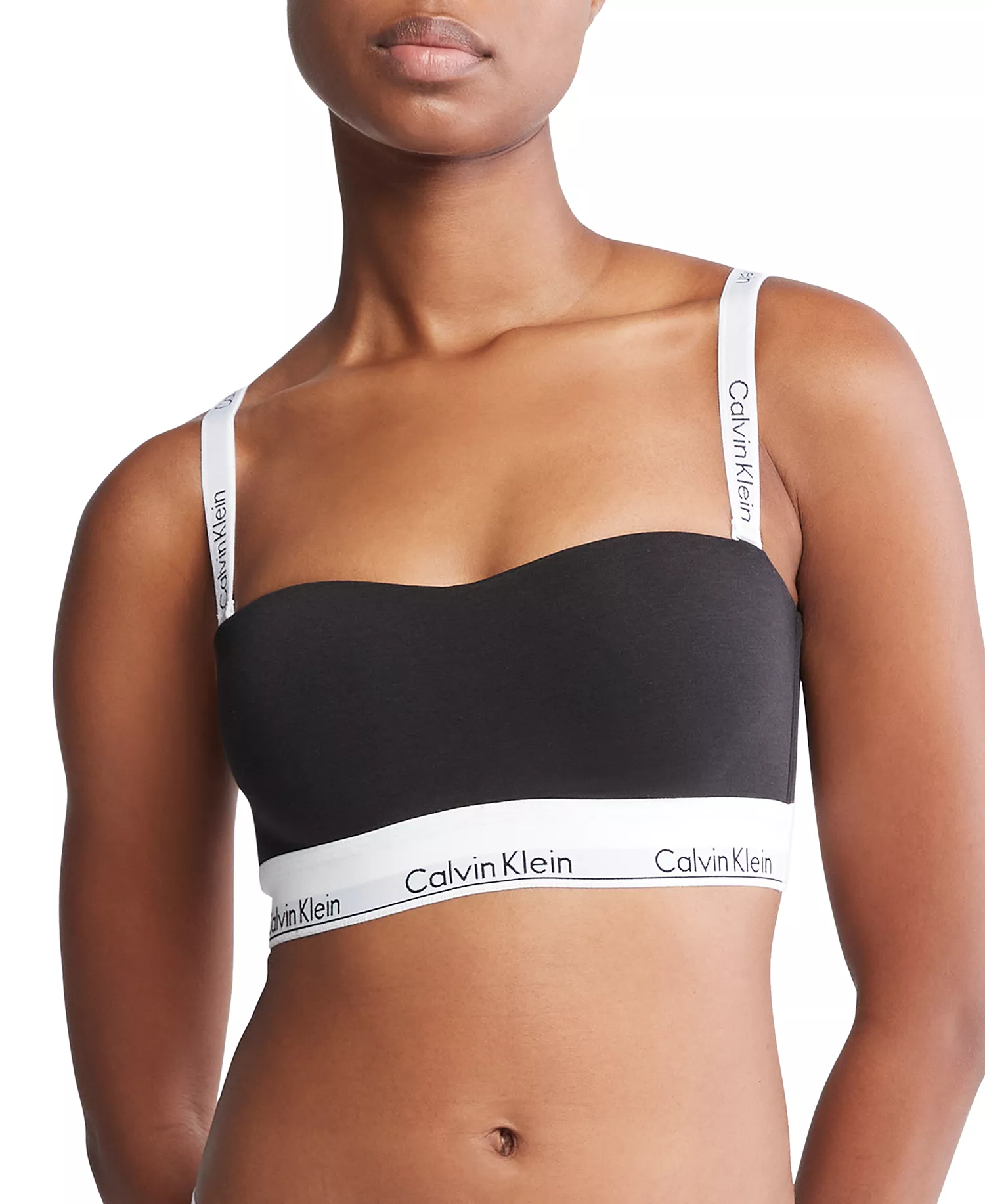 Calvin Klein Women's Modern Cotton Lightly Lined Bandeau Bralette QF7628 - Black - S