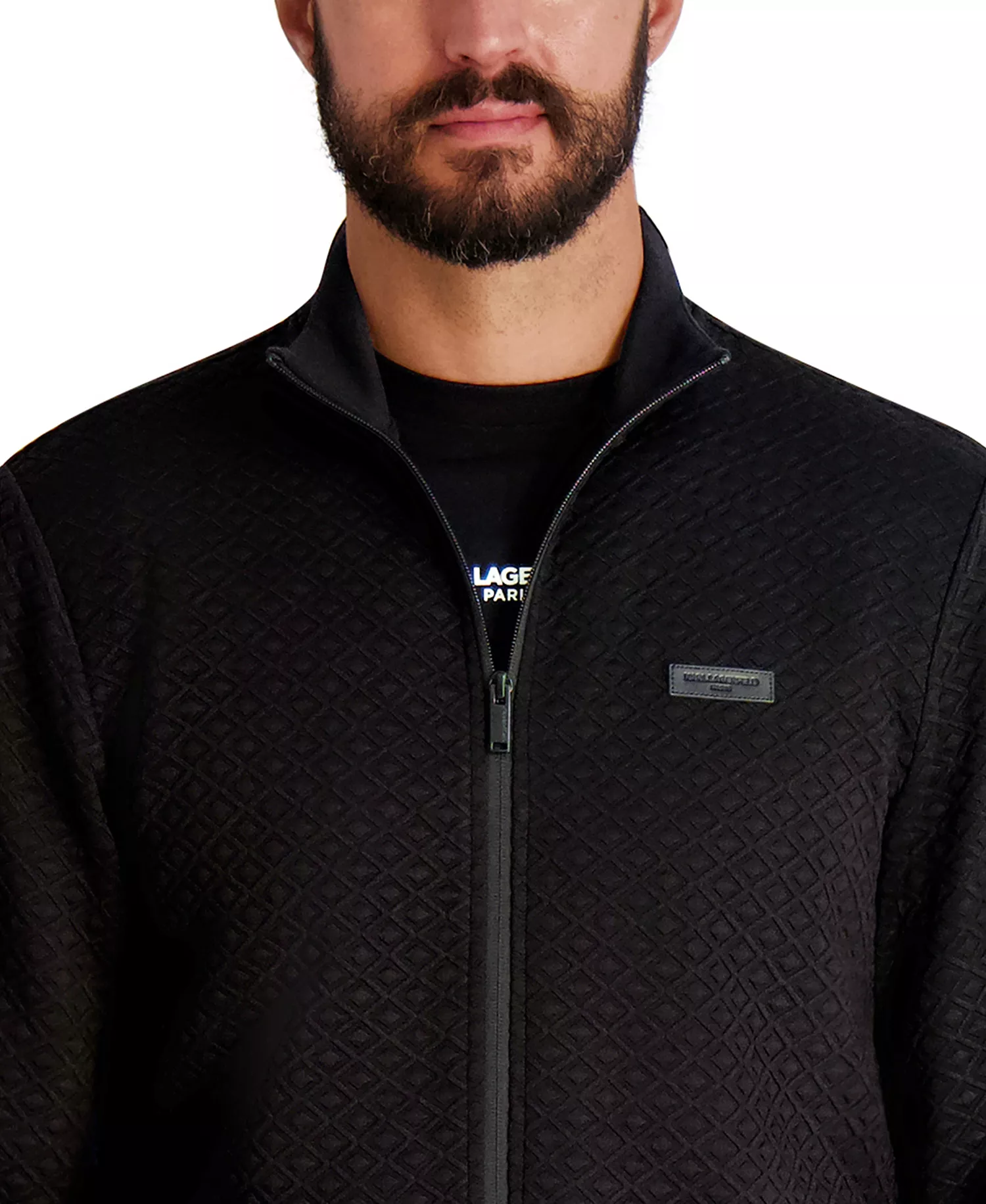 Men's Quilted Long Sleeves Jacket - Black - L