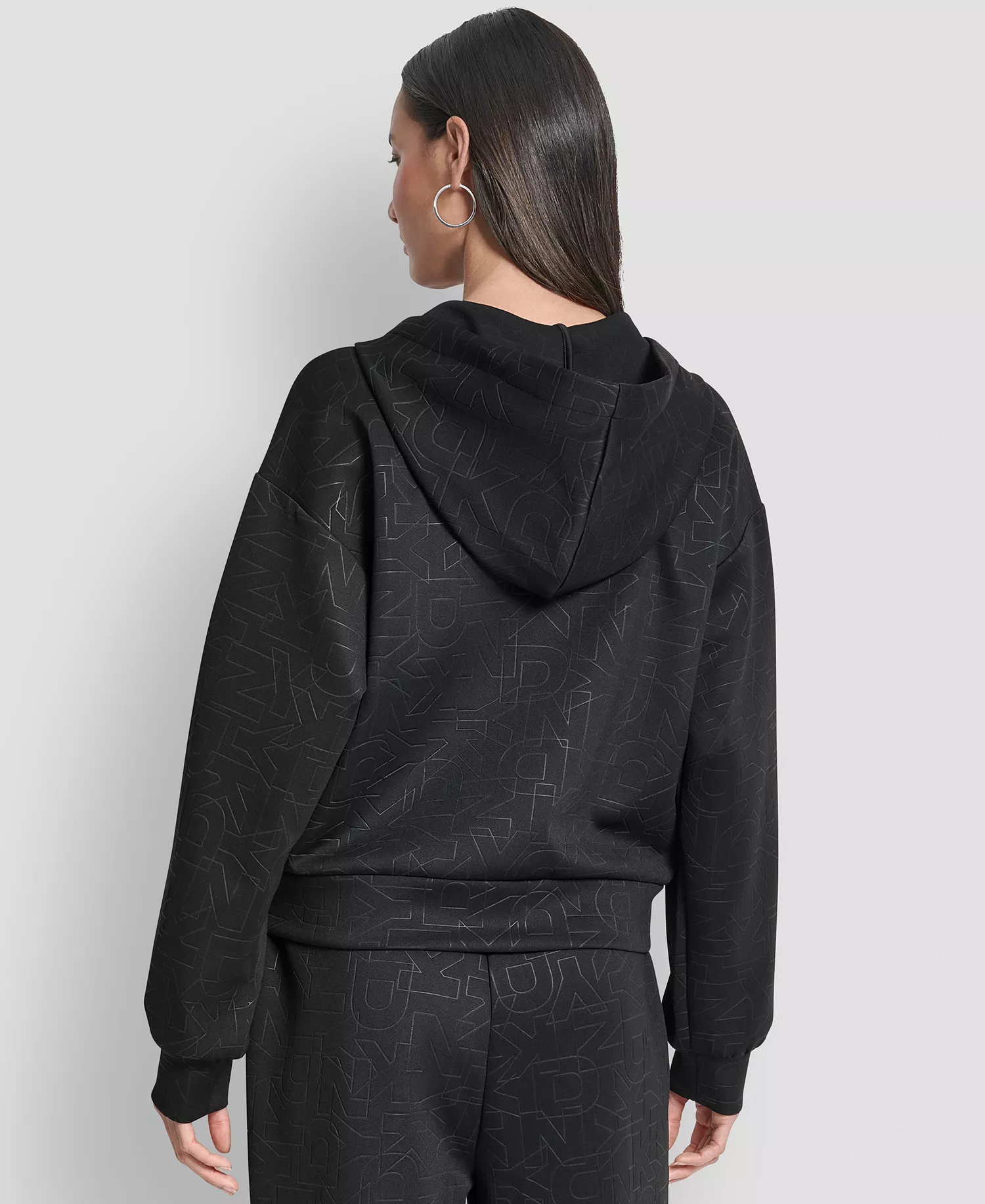 Women's Long-Sleeve Scuba Zip-Up Hoodie - Black - L