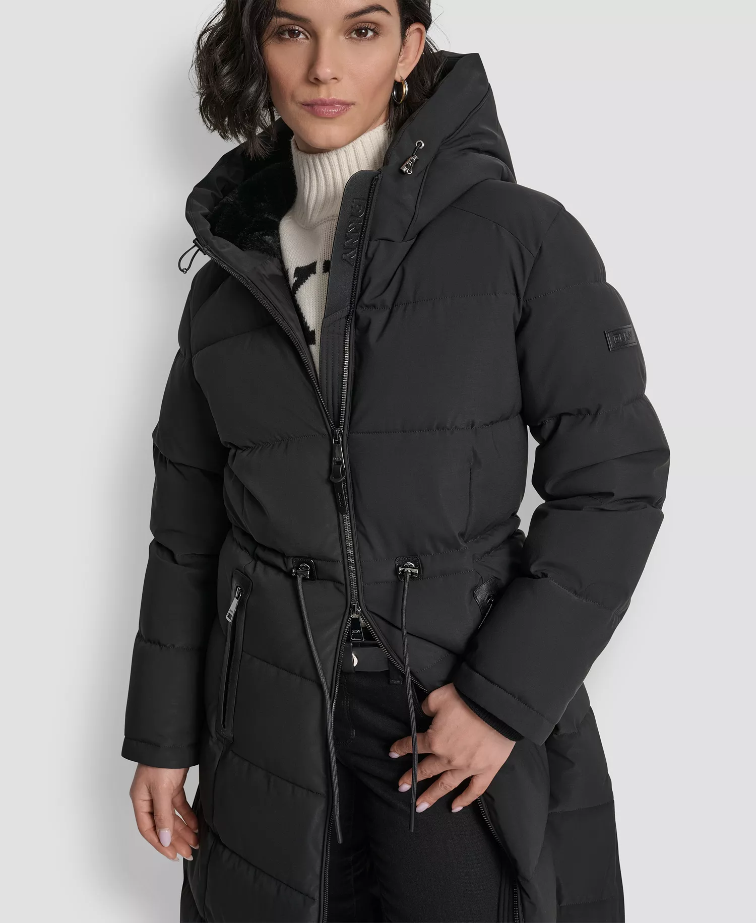 Women's Hooded Anorak Maxi Puffer Coat - Black - L