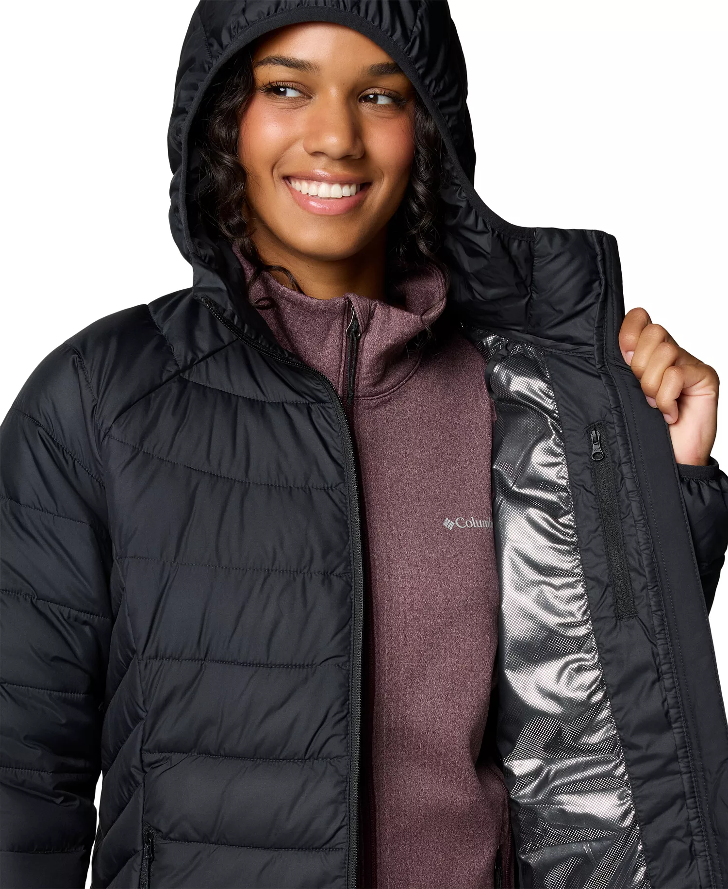 Women's Powder Lite II Insulated Puffer Mid Jacket - Black - M