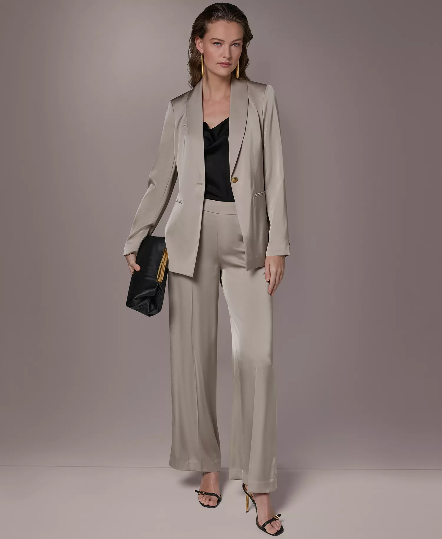Women's One-Button Blazer and Wide-Leg Pants - Turin - 0