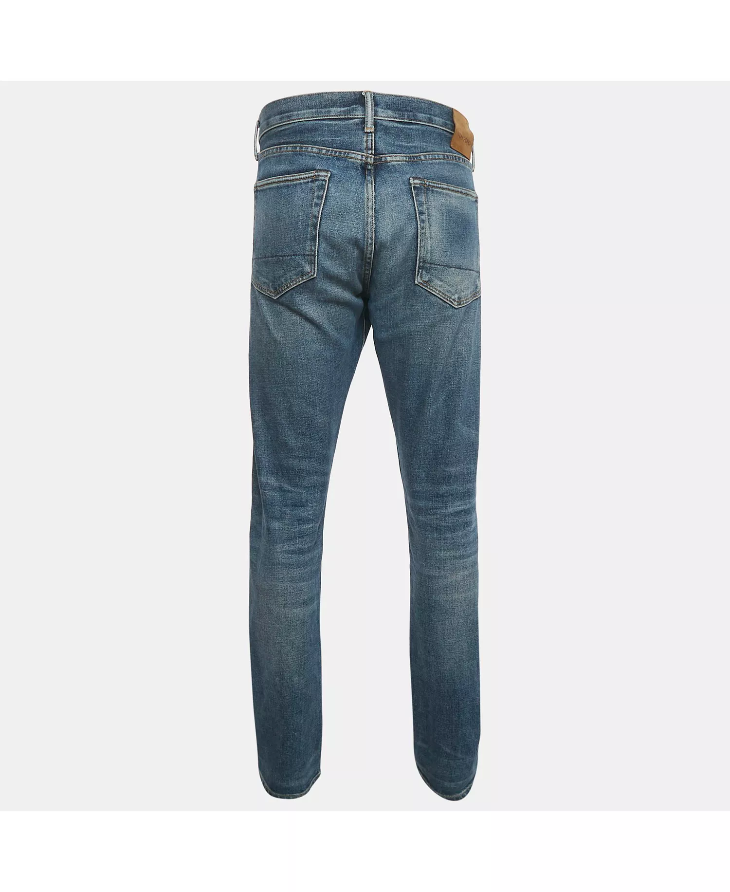 Men's Blue Washed Denim Slim Fit Jeans - No Color - 36