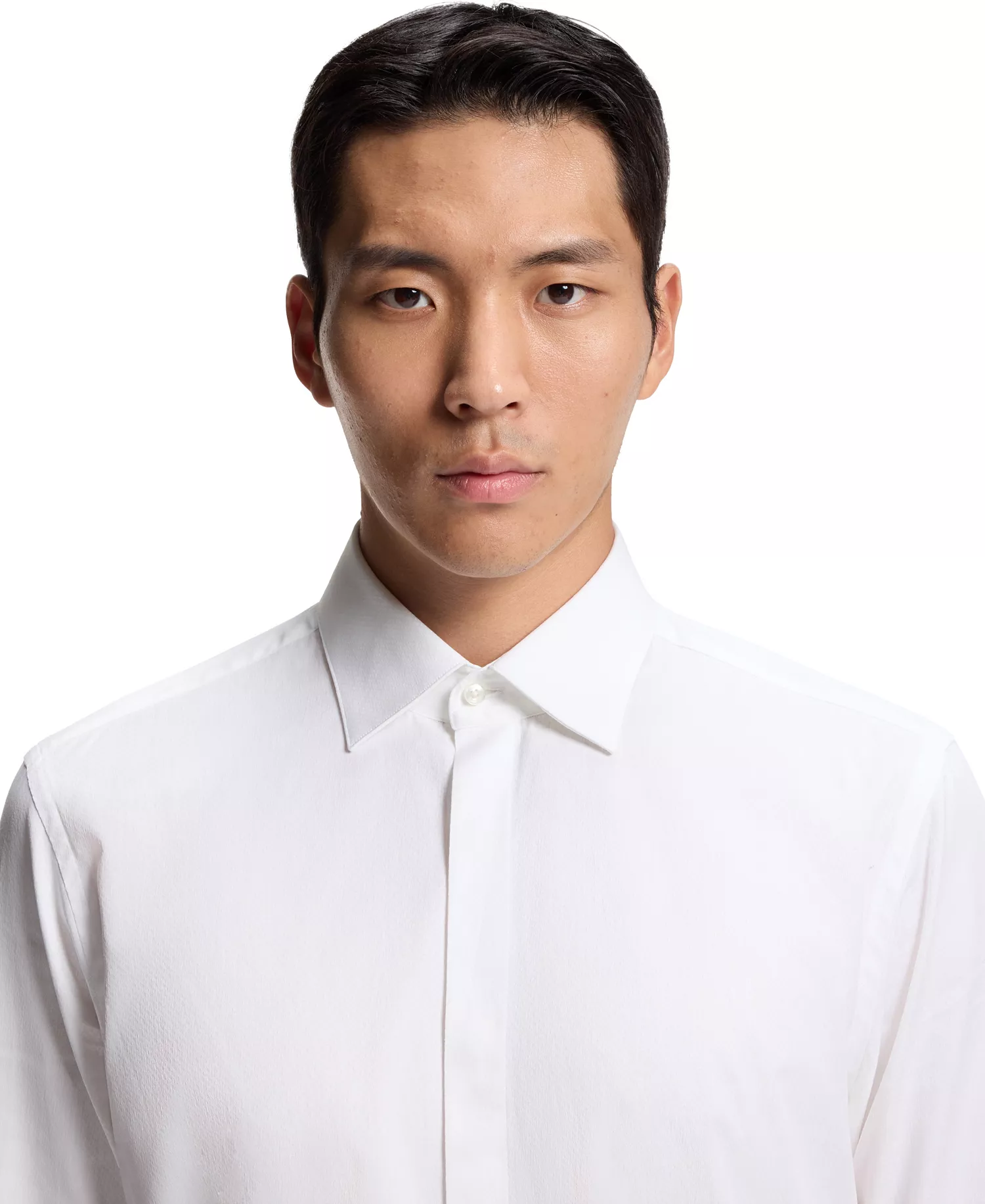 Men's Cotton Monogram-Jacquard Regular-Fit Dress Shirt - White - 14.5