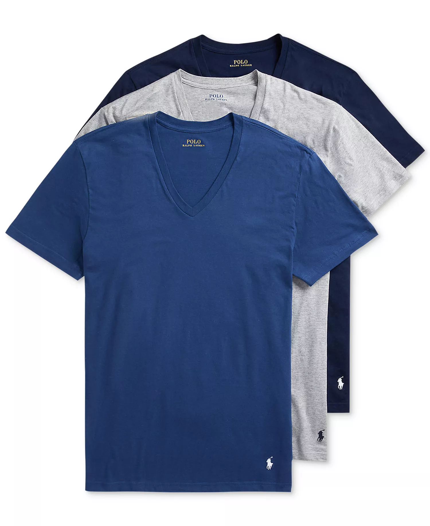 Men's 3-Pack V-Neck Classic Undershirts - Andover / Bali Blue / Cruise Navy - L