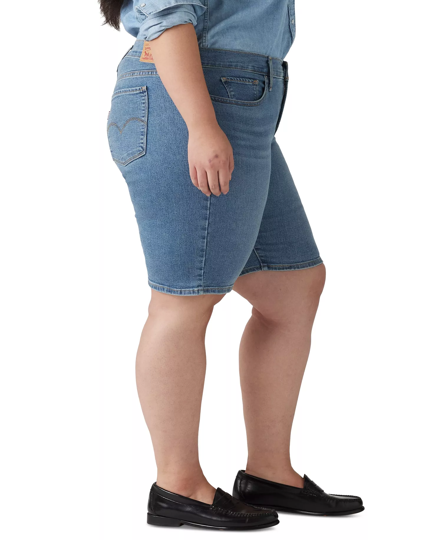 Plus Size Mid-Rise Shaping Bermuda Shorts - Camp Denim - 16W