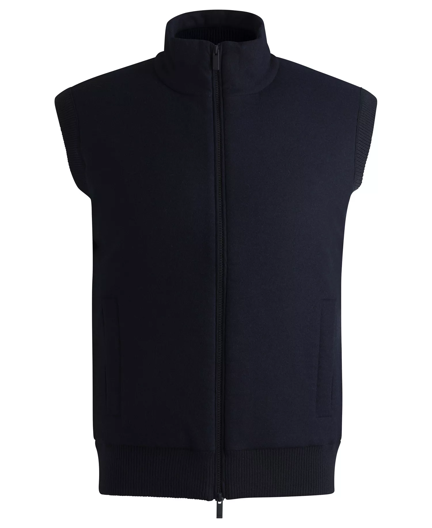 Men's Brushed-Flannel Front Regular-Fit Vest - Dark Blue - L