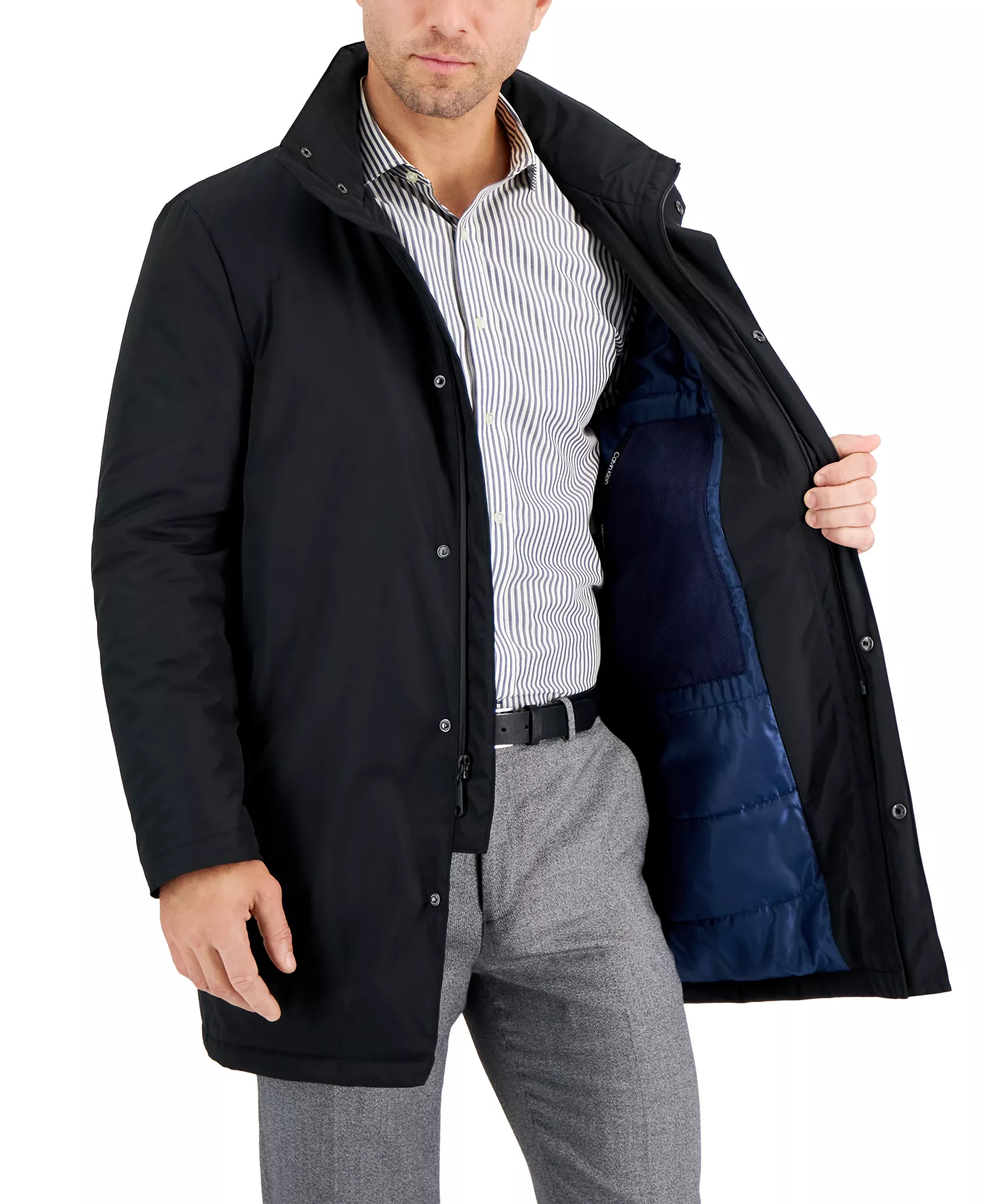 Men's Slim-Fit Raincoat - Black - 36R