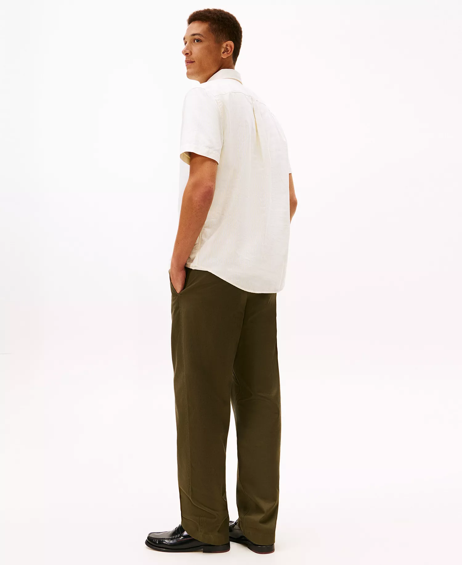 Men's Heritage Oxford Stripe Short Sleeve Shirt - Citronella / Stripe - L