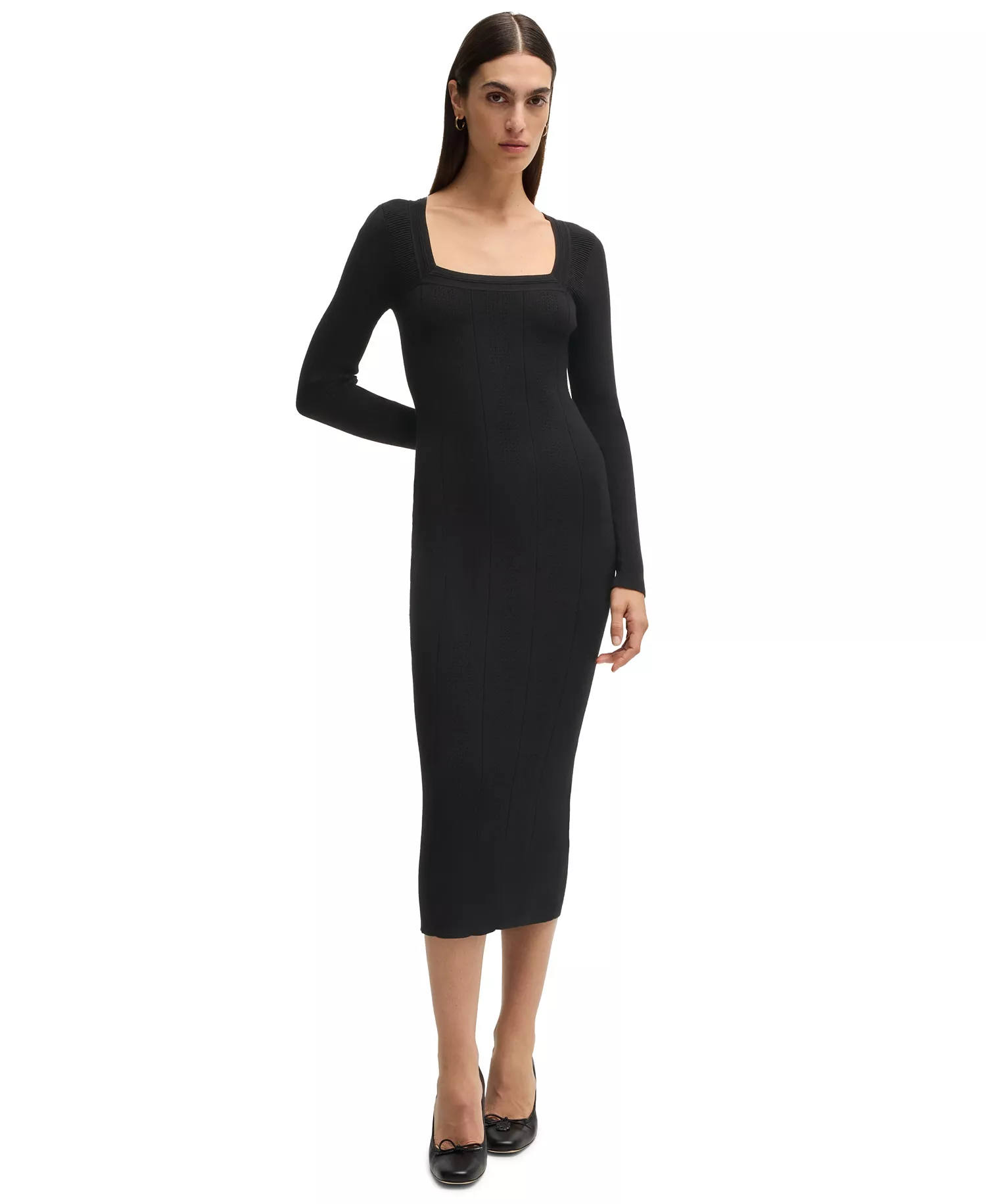 Women's Knitted Relaxed-Fit Dress - Black - L