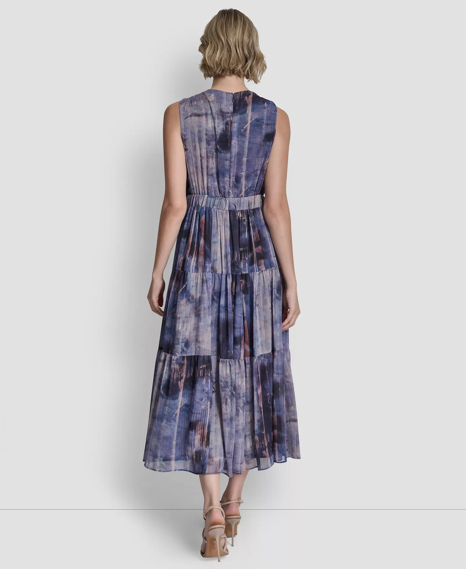 Women's V-Neck Sleeveless Tie Waist Dress - Hudson Lights - L