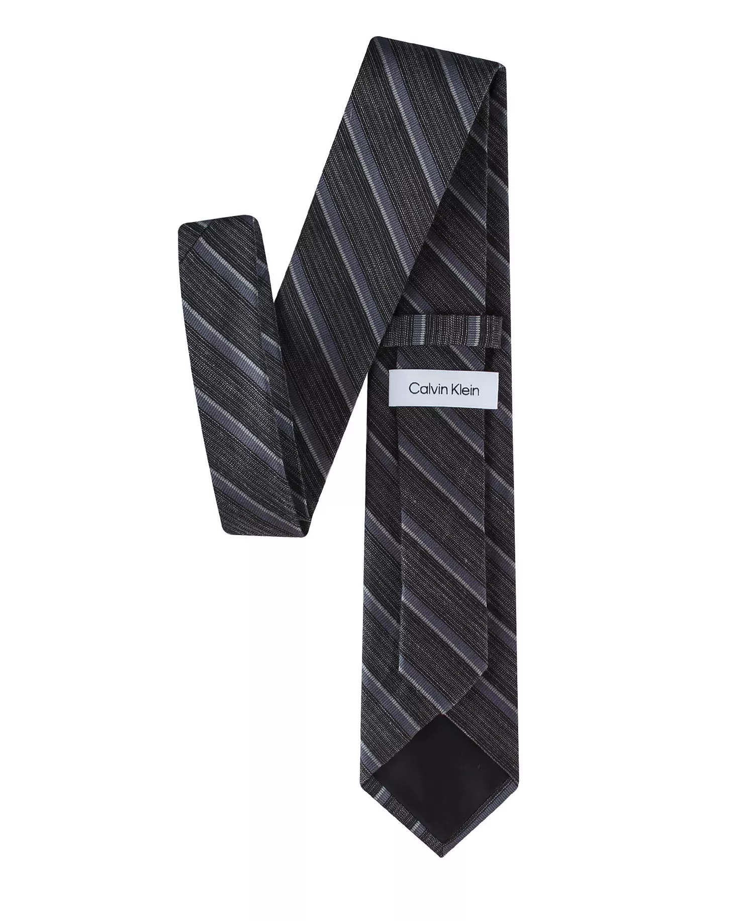 Men's Silk & Linen Blend Striped Tie - Charcoal - ONE SIZE