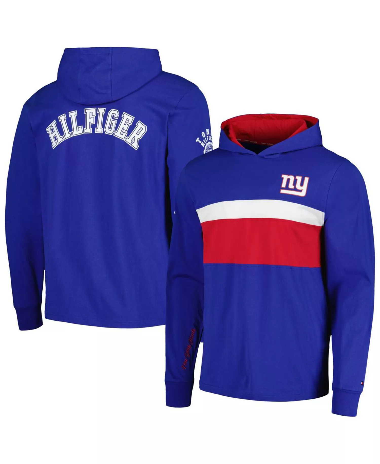 Men's Royal New York Giants Morgan Long Sleeve Hoodie T-Shirt - Royal, Red - L