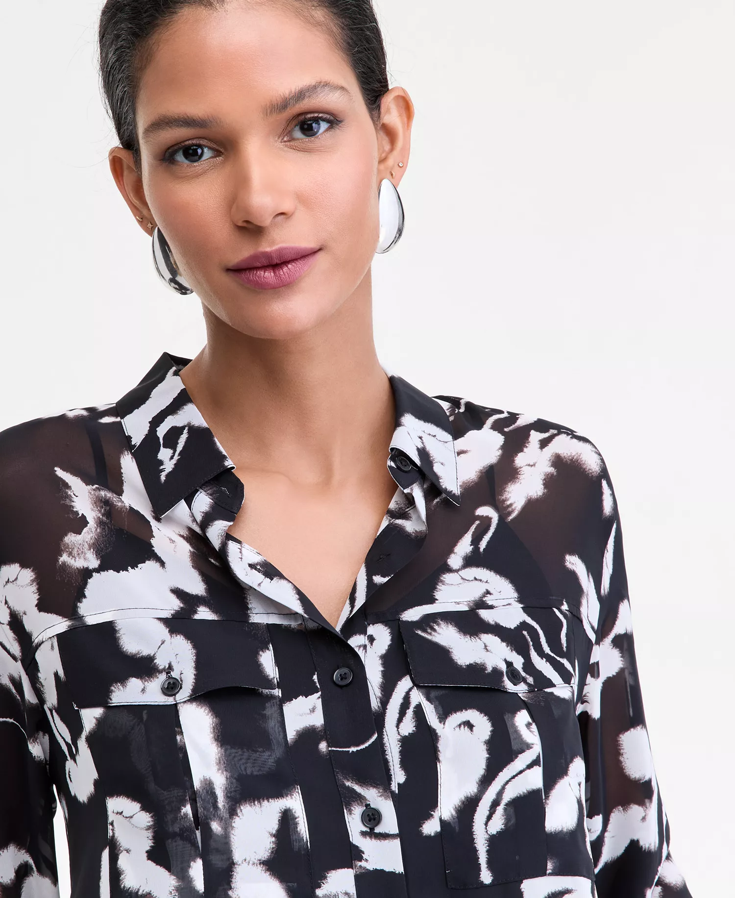 Women's Printed Long-Sleeve Blouse, Macy's Exclusive - Dahlia Abstract - XS