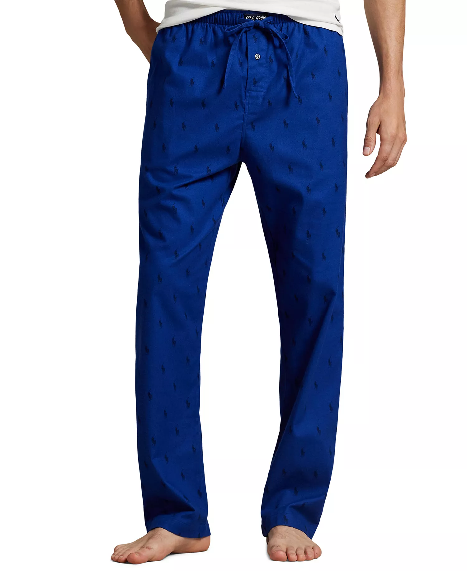Men's Flannel Pony-Print Pajama Pants - Beach Royal - L