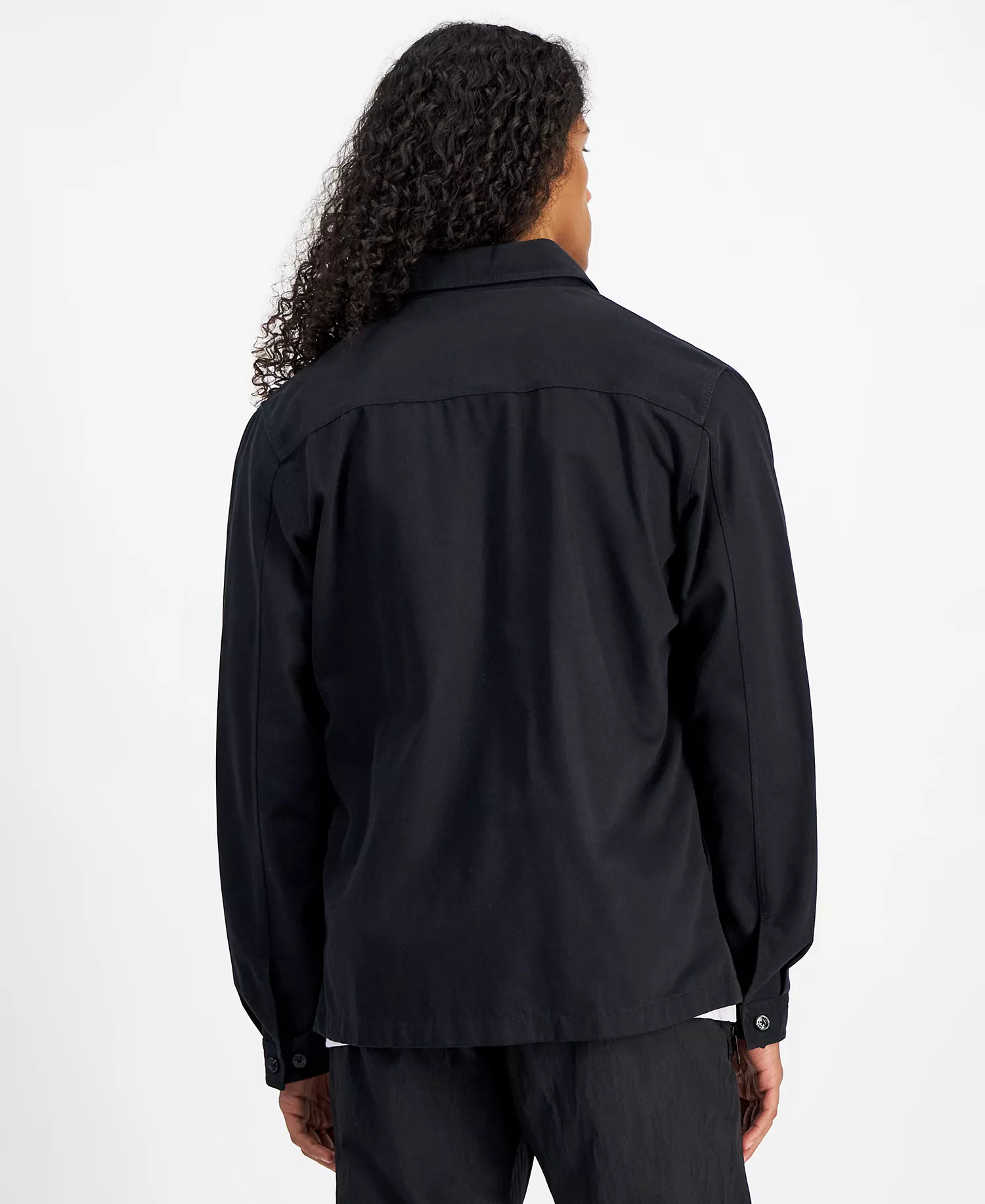 Men's Oversized-Fit Shirt Jacket - Black - L