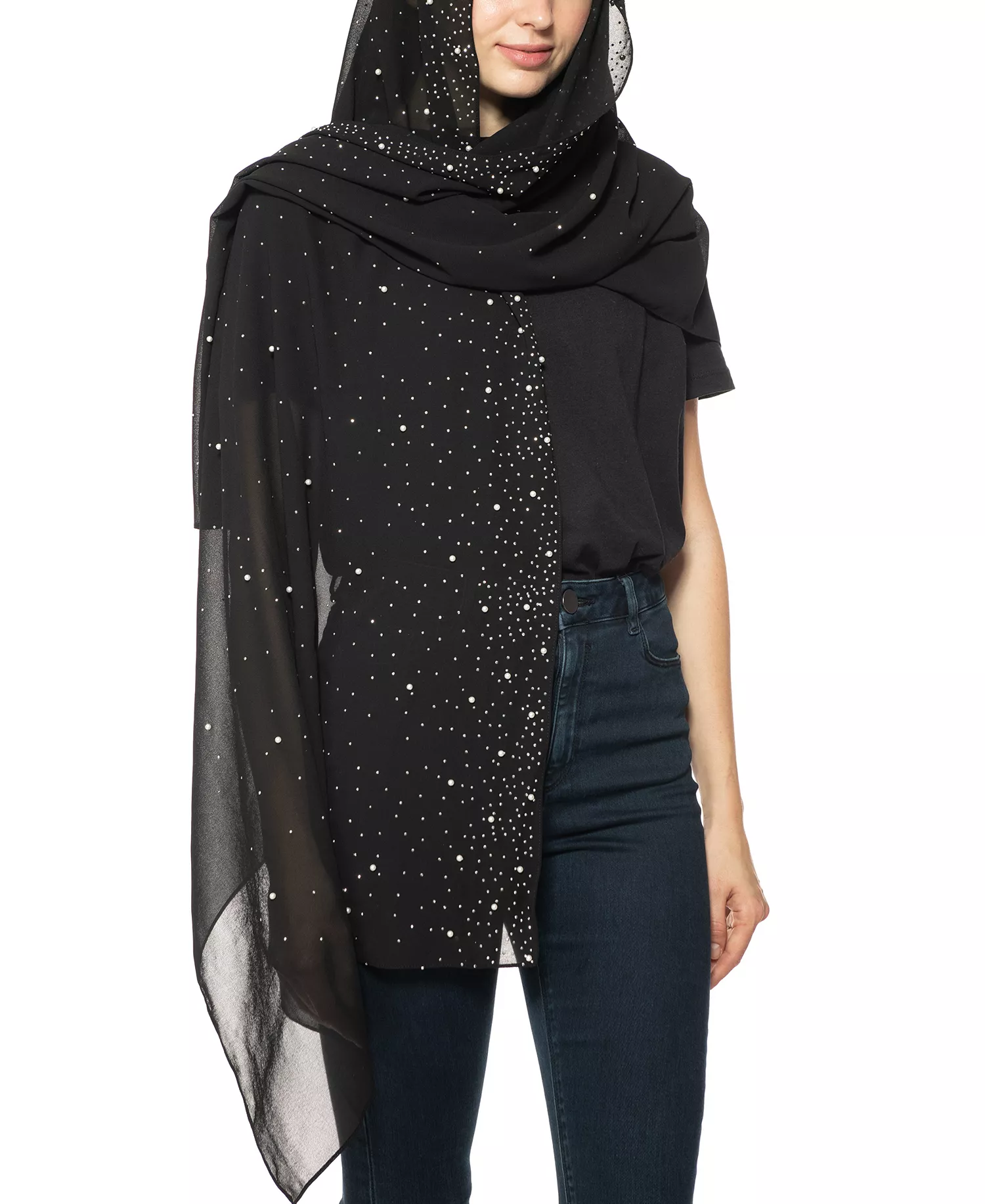 Embellished Wrap Scarf, Created for Macy's - Black - ONE SIZE